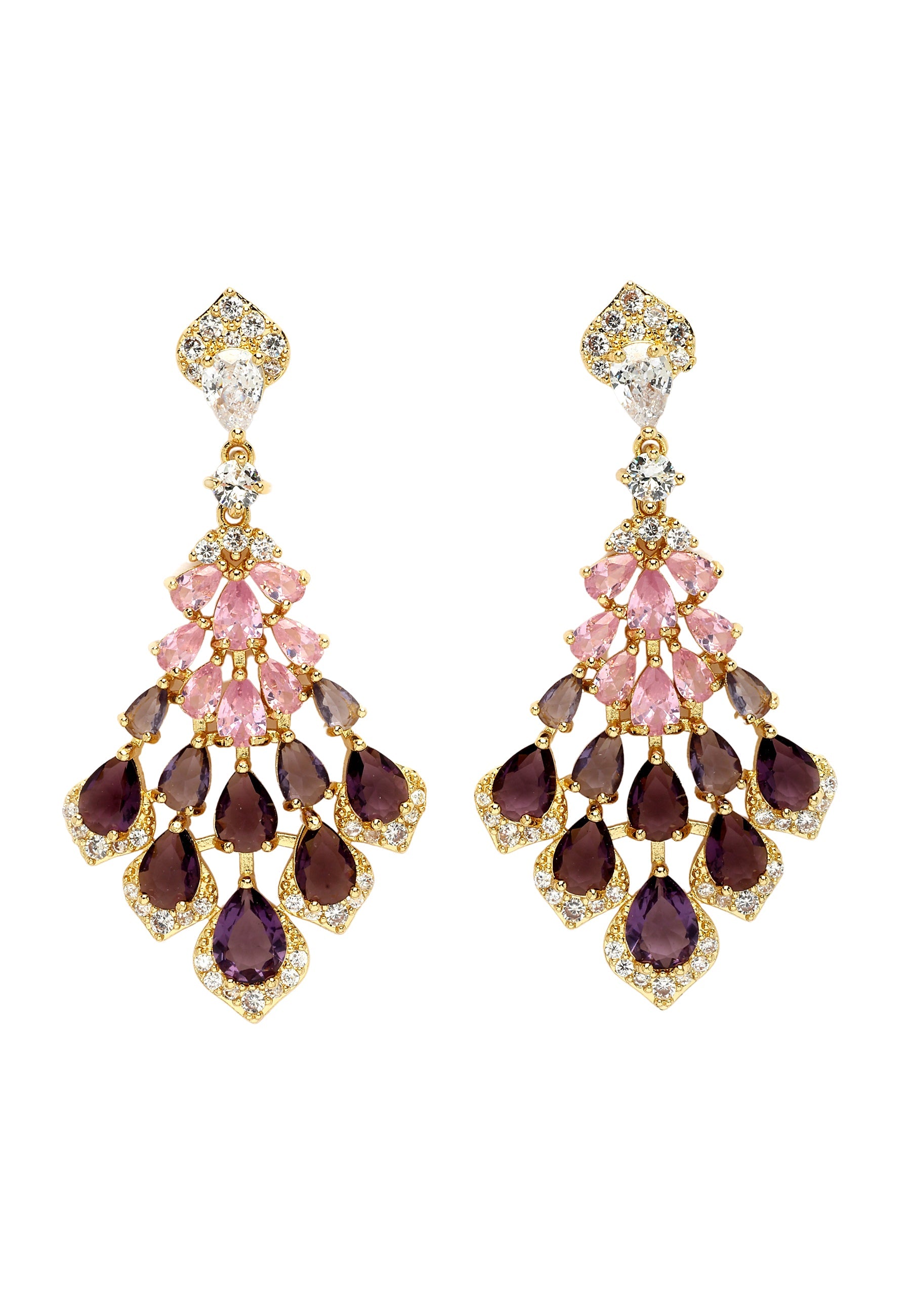 Boucles d'oreilles pendantes Diva en plumes de paon