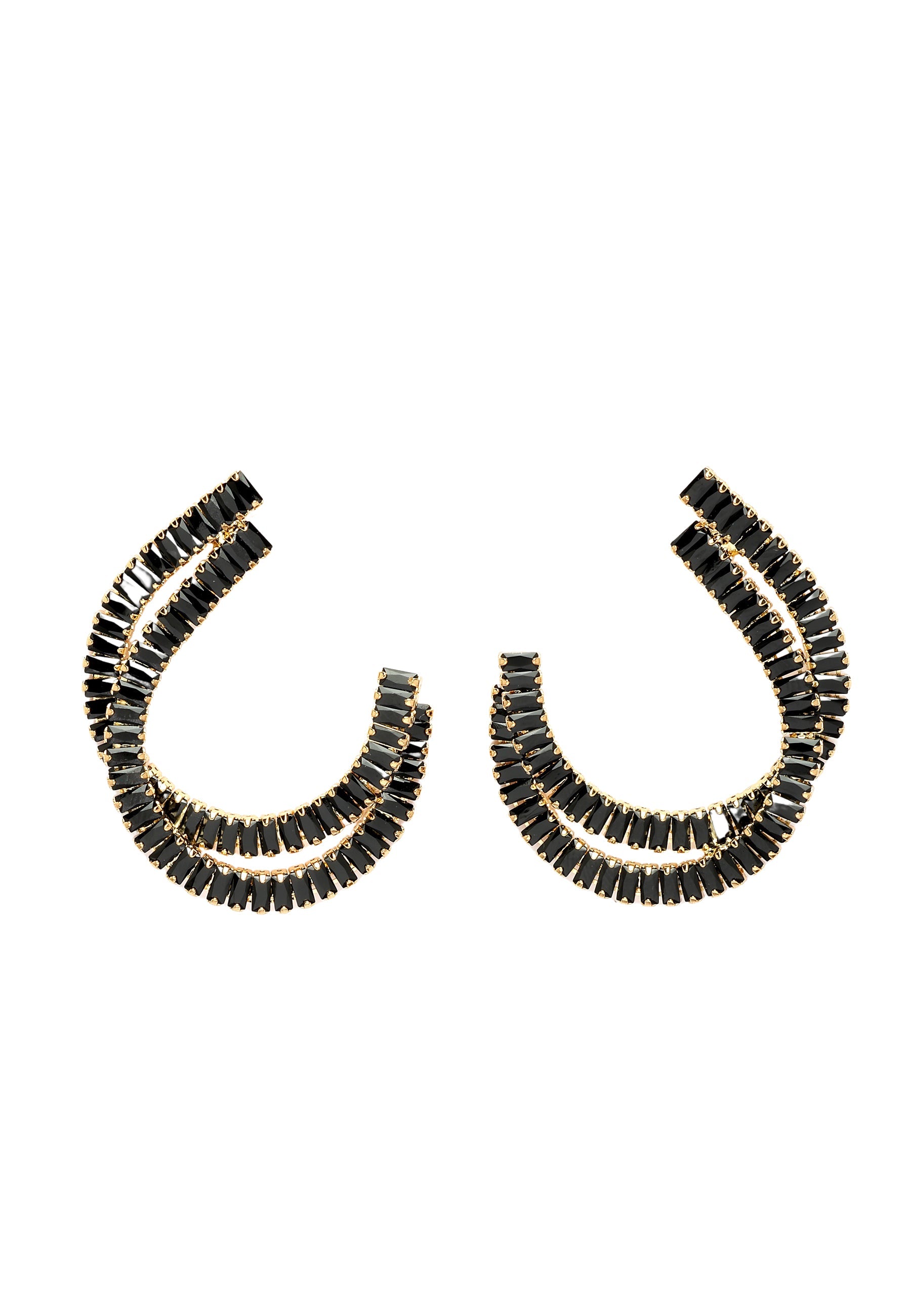 Diva Double C-Shaped Studded Earrings