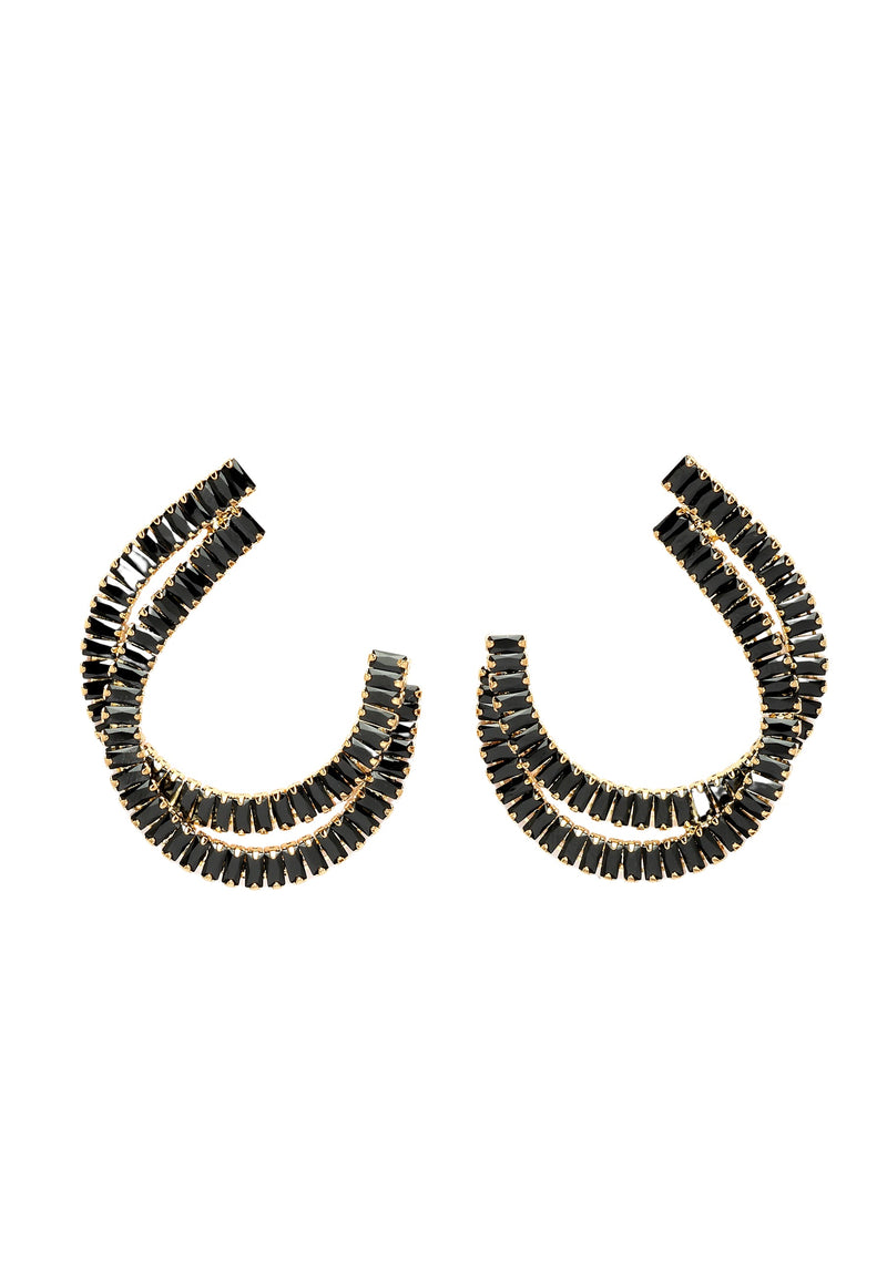 Diva Double C-Shaped Studded Earrings