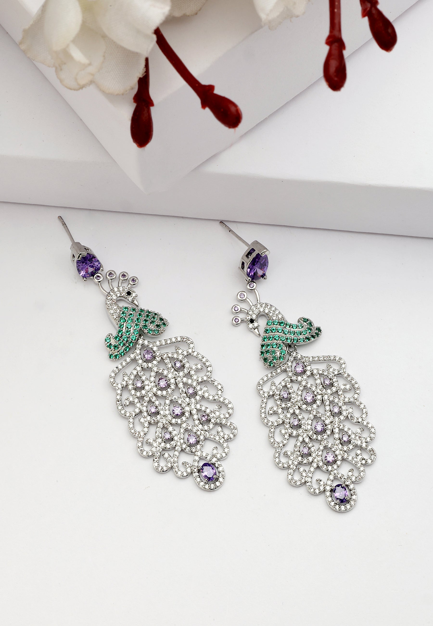 Diva Beautiful Peacock Drop Earrings