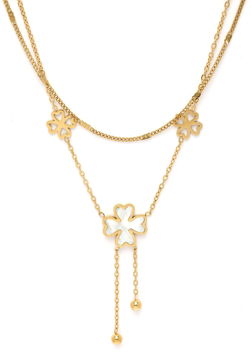 Collier à double rangée de pompons floraux