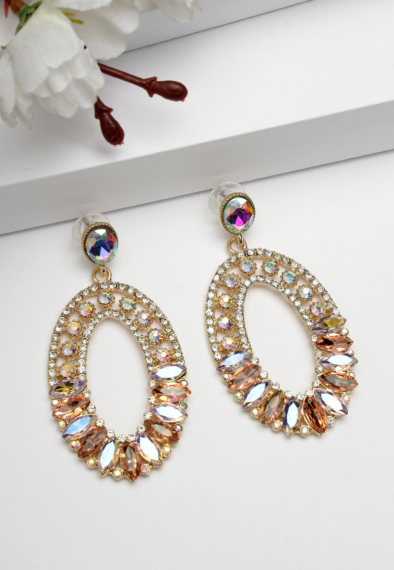 Boucles d'oreilles pendantes mosaïque multicolores