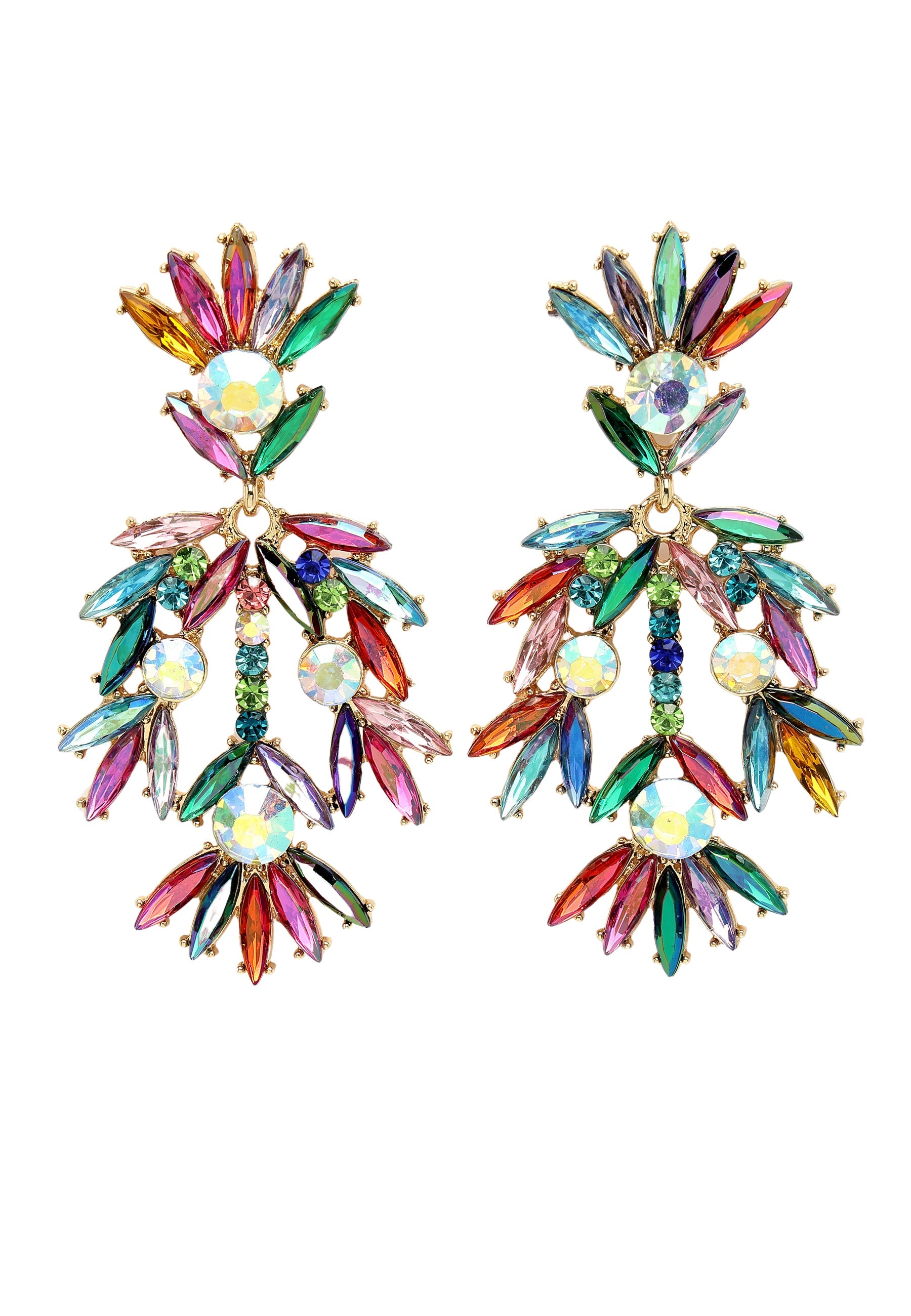 Boucles d'oreilles fantaisie à motif floral et plumes