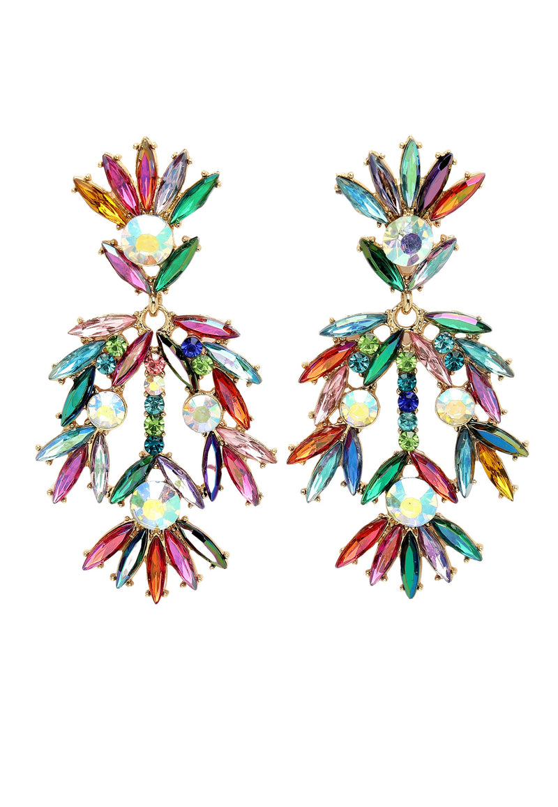 Boucles d'oreilles fantaisie à motif floral et plumes
