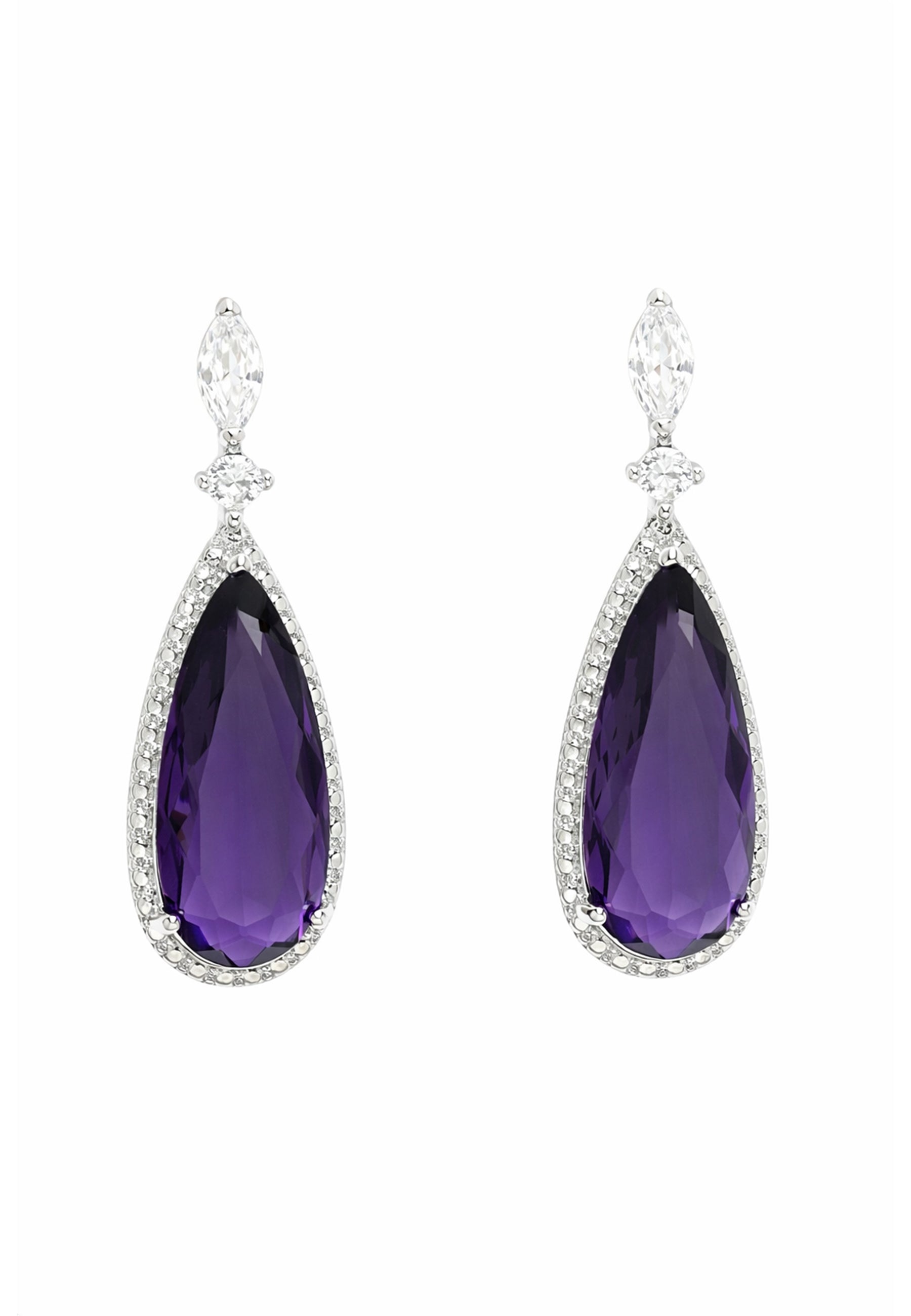 Boucles d'oreilles pendantes en amande synthétique avec cristal