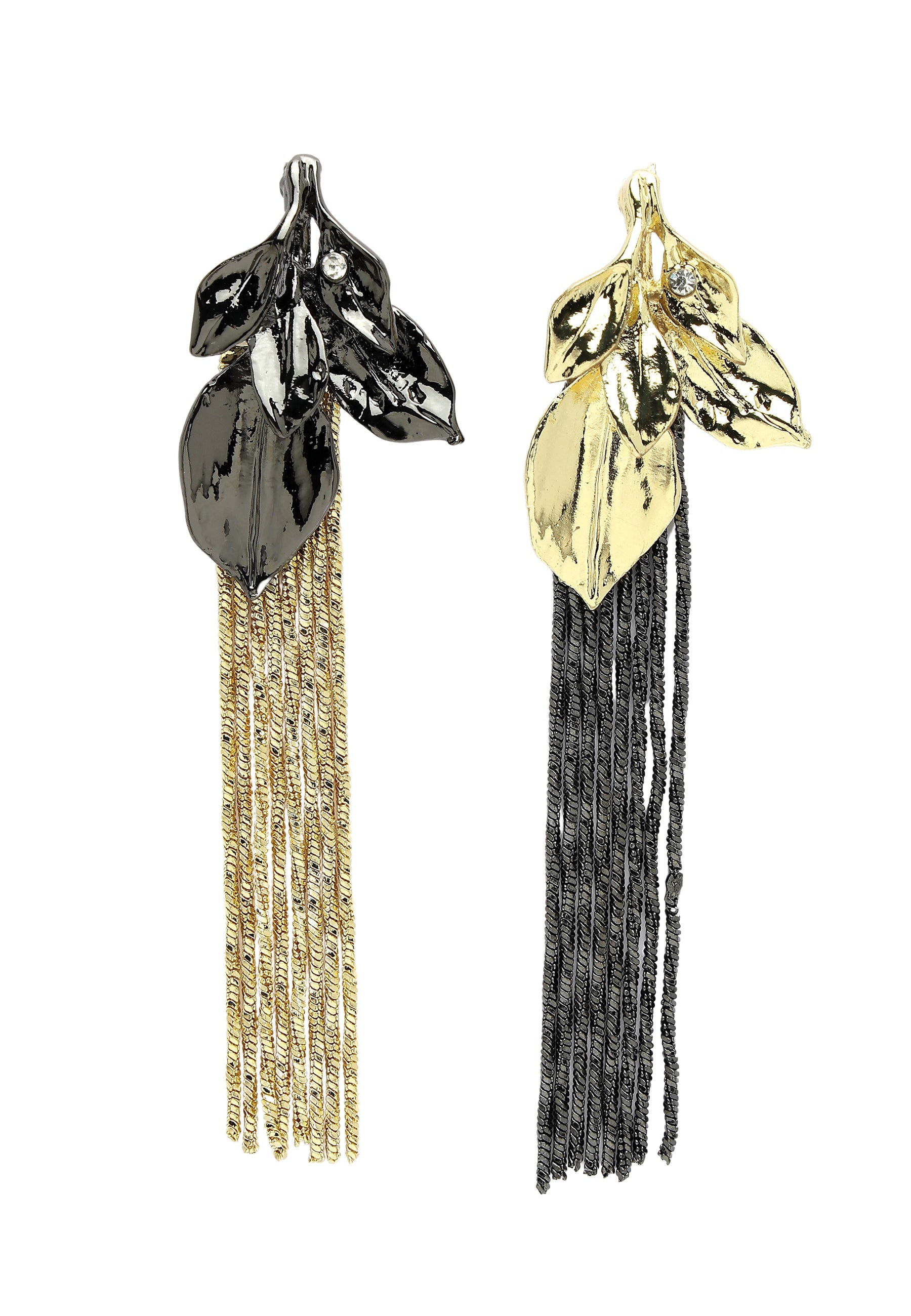 Leafy Long Fringe Earrings