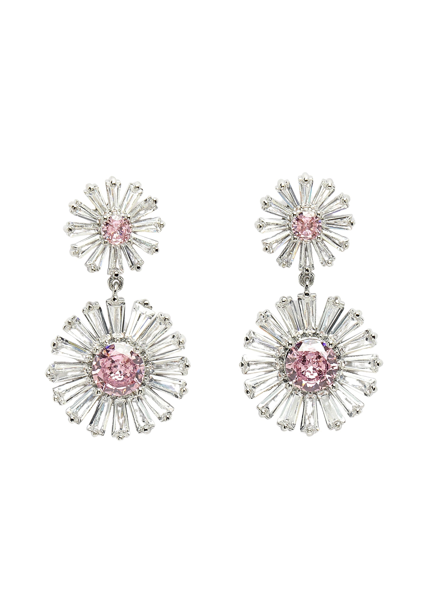 Boucles d'oreilles pendantes double marguerite