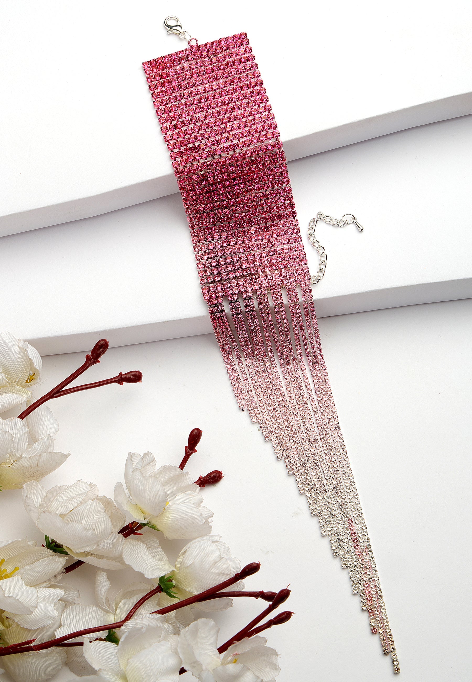 Bracelet à chevrons à paillettes roses