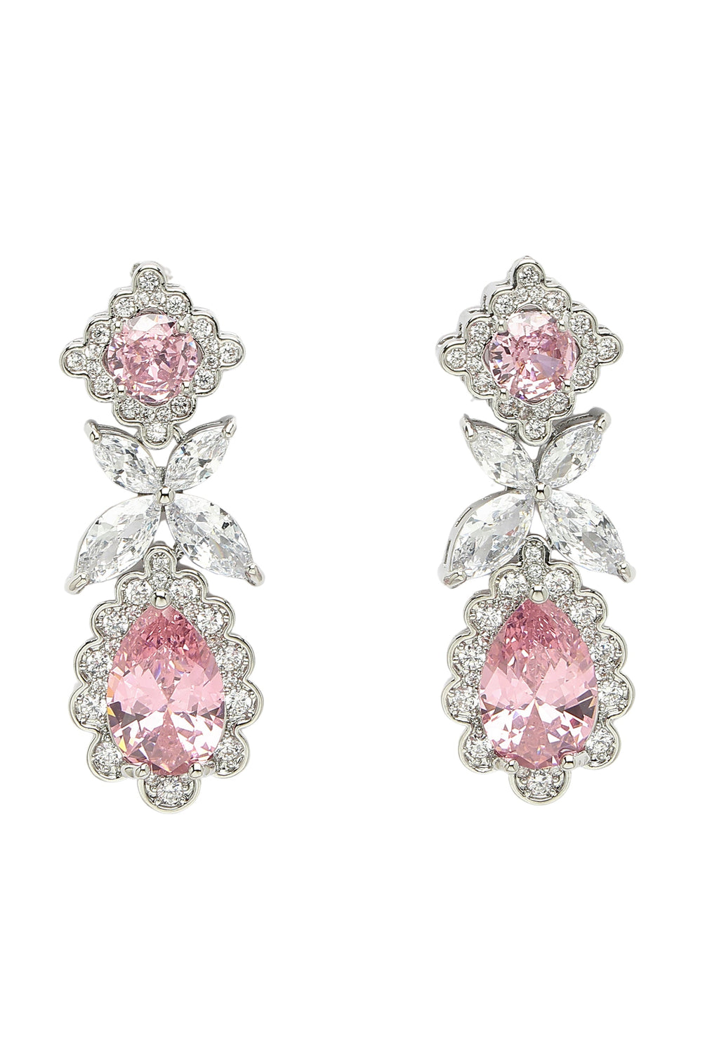 Beautiful Floral Geometric Zirconia Earrings