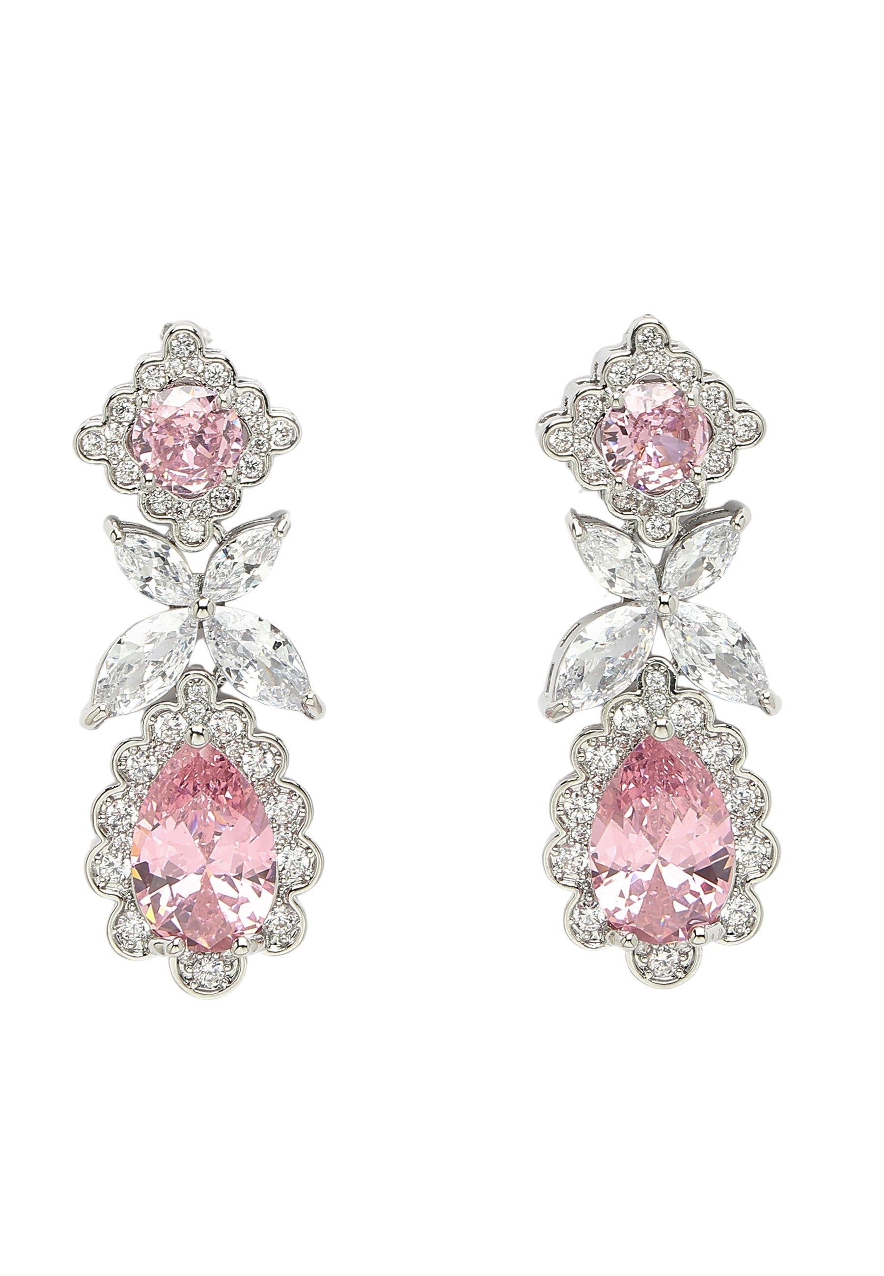 Beautiful Floral Geometric Zirconia Earrings