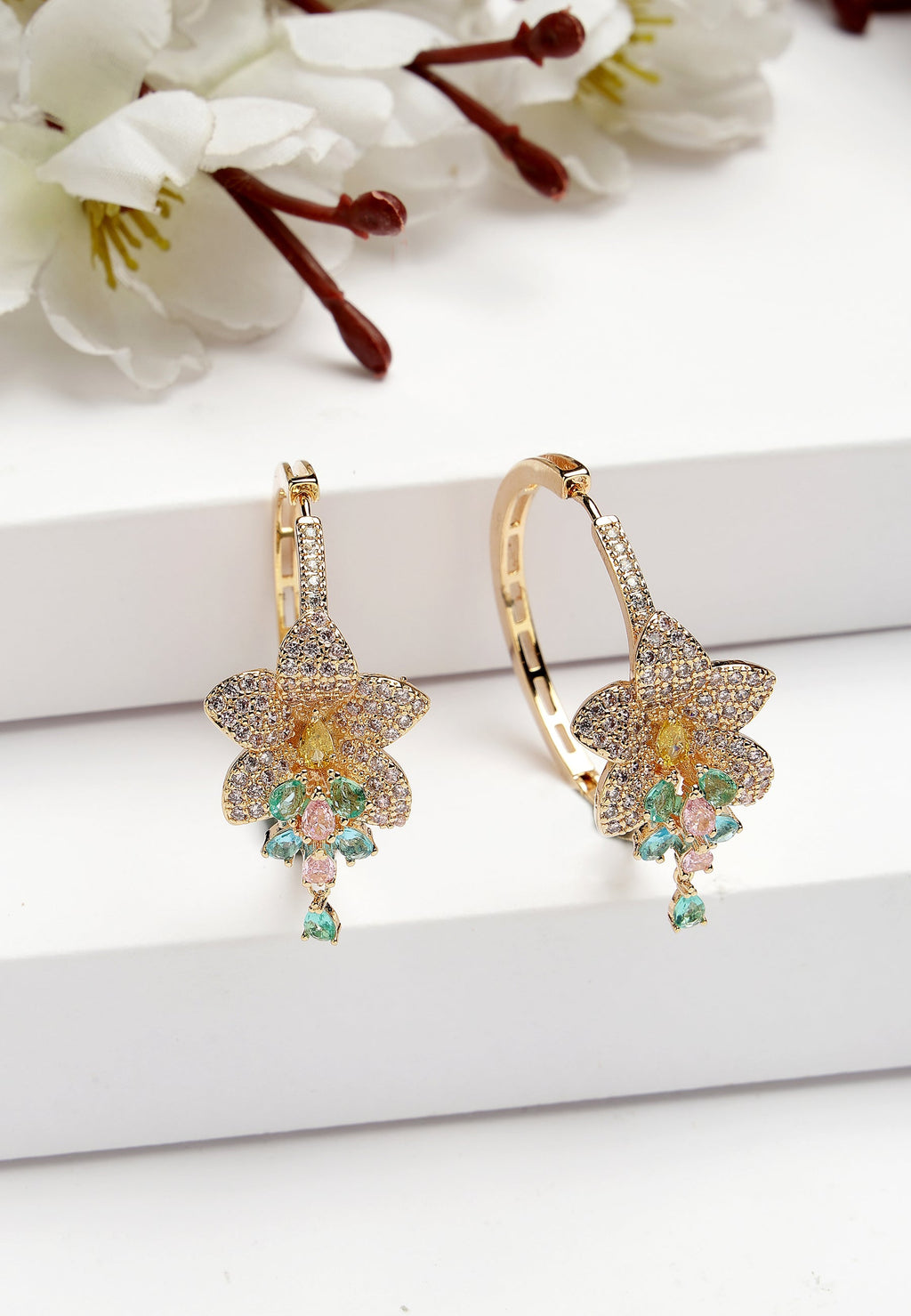 Hibiscus Zirconia Hoops