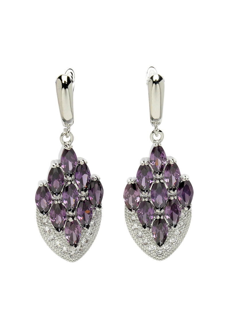 Boucles d'oreilles pendantes en plumes de paon