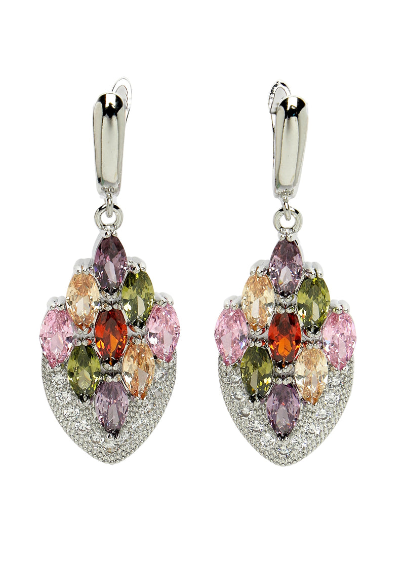 Boucles d'oreilles pendantes en plumes de paon