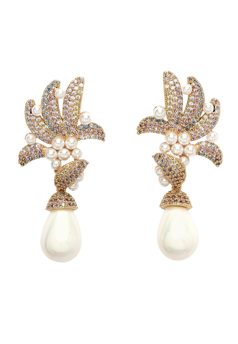 Contemporary Cubic Zirconia Drop Earrings