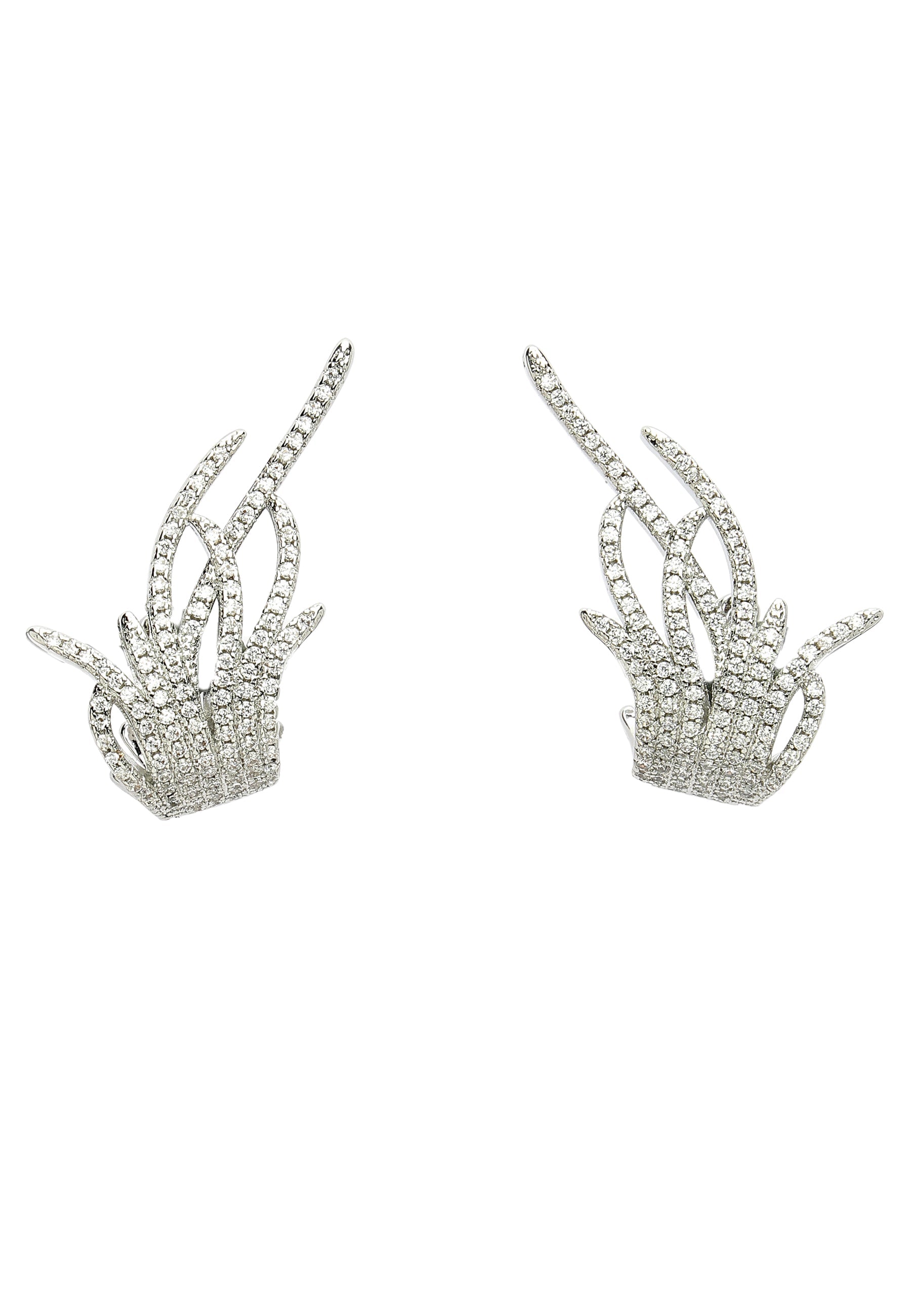 Zirconia Grass Stud Earrings