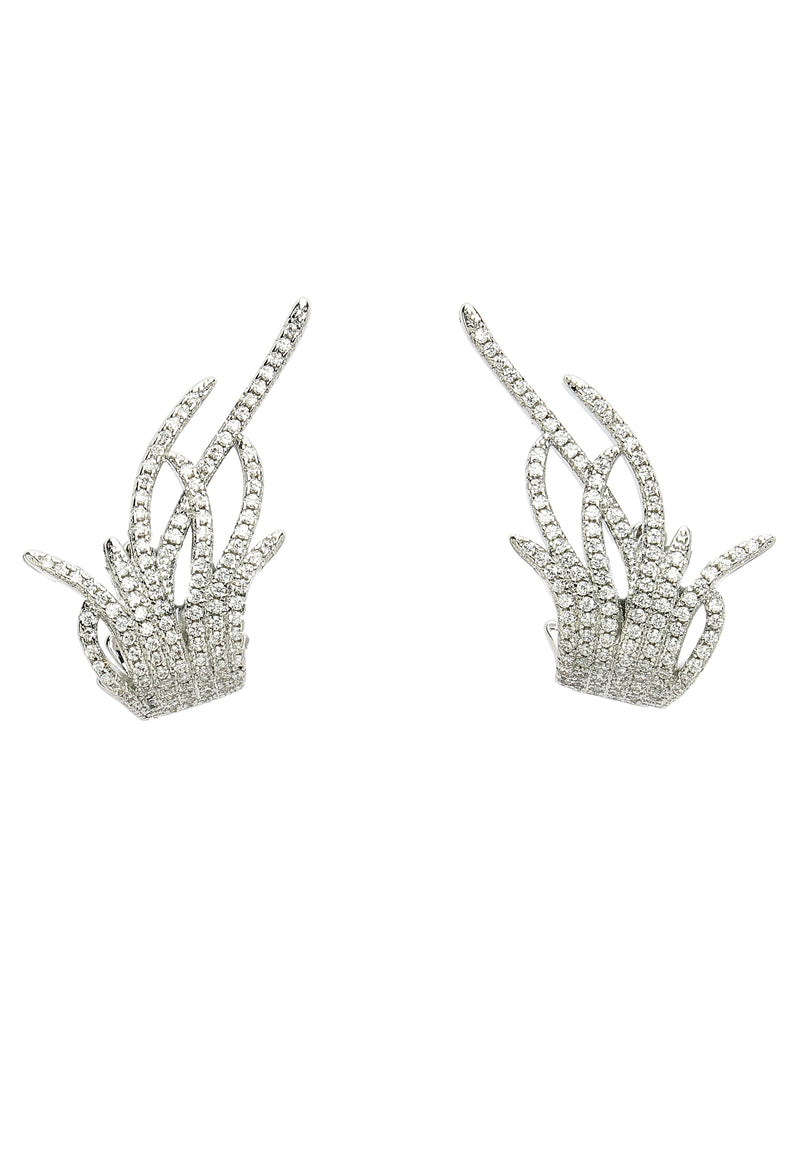 Zirconia Grass Stud Earrings