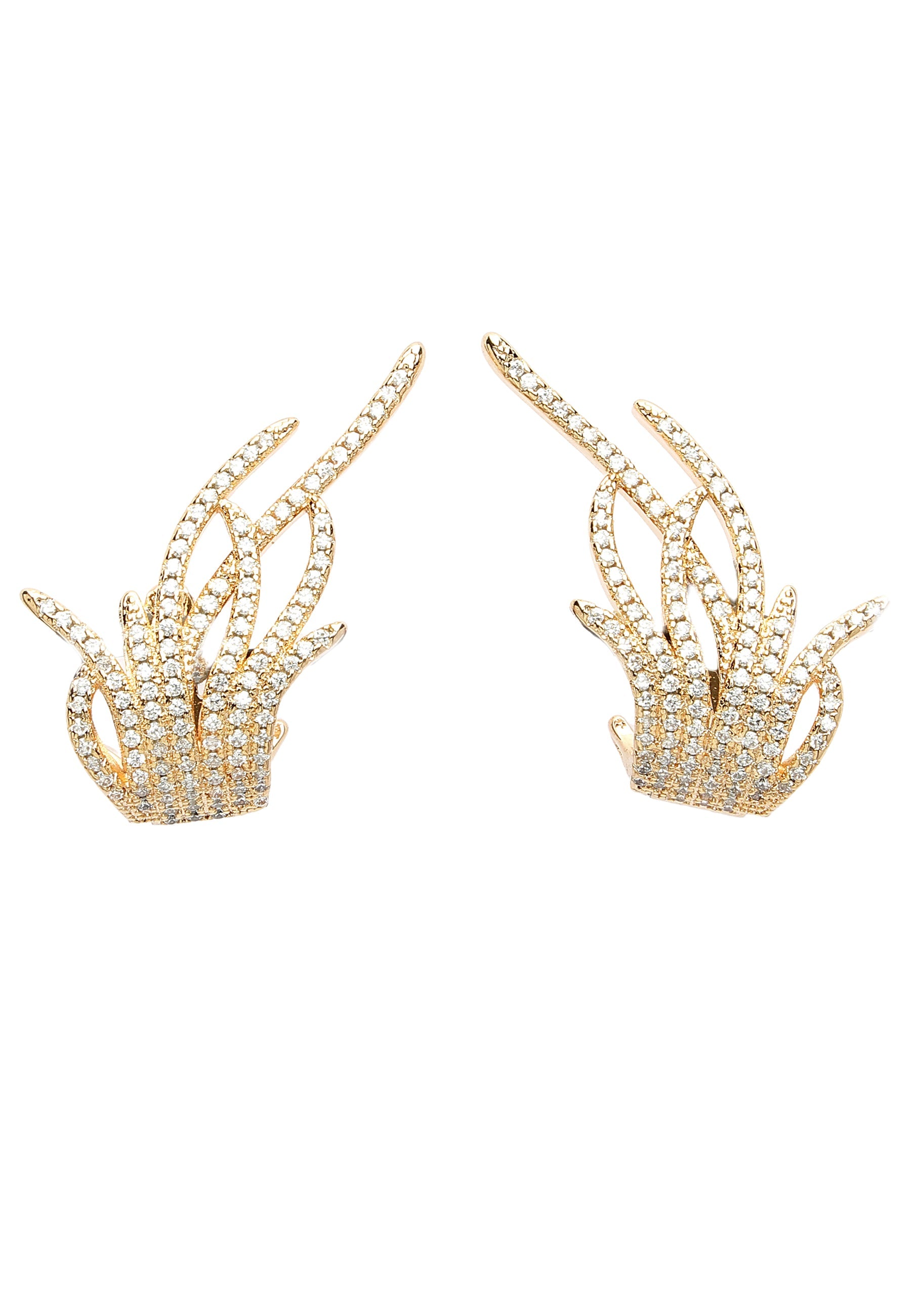 Zirconia Grass Stud Earrings