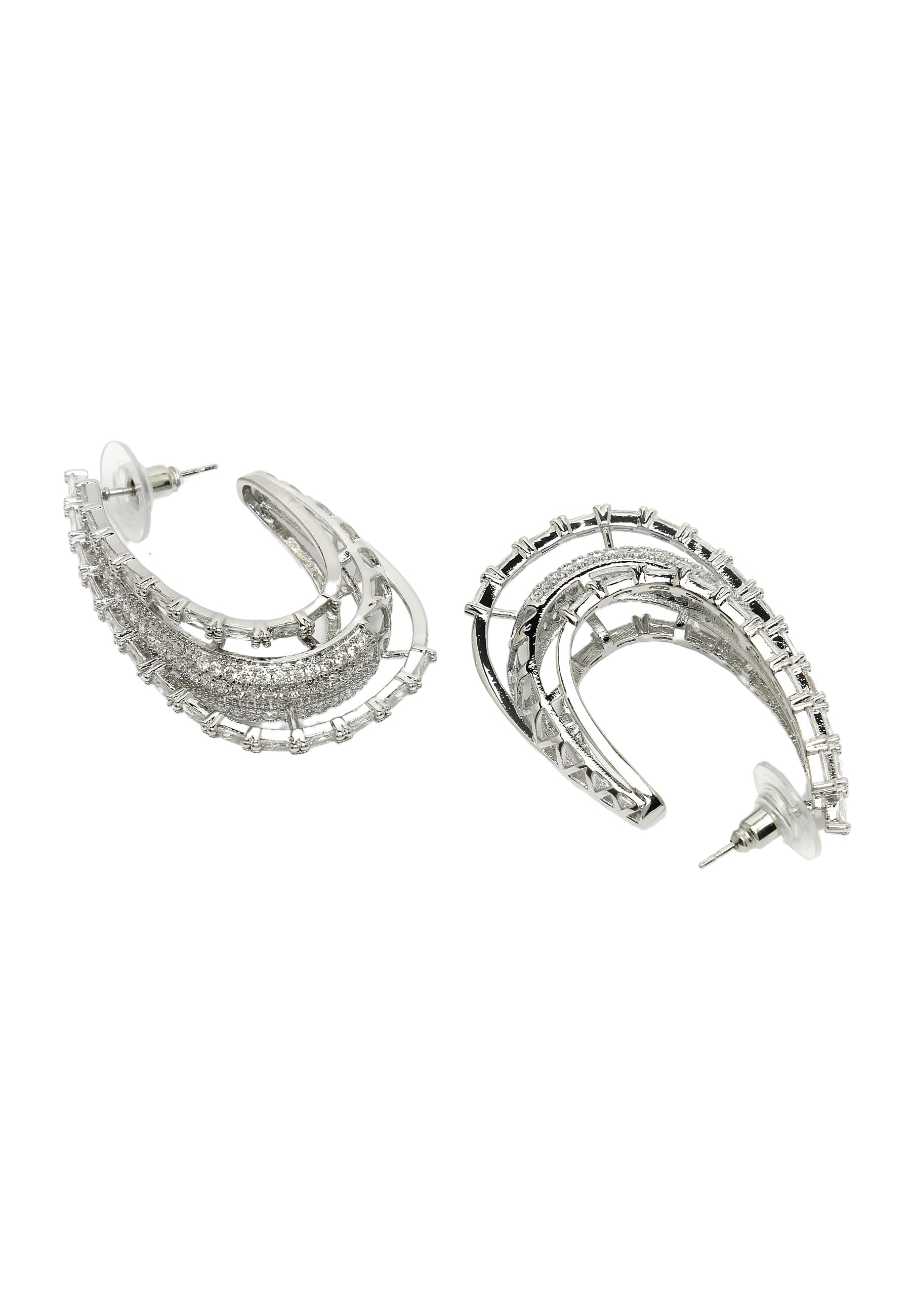 Cubic Zirconia Layered Hoops