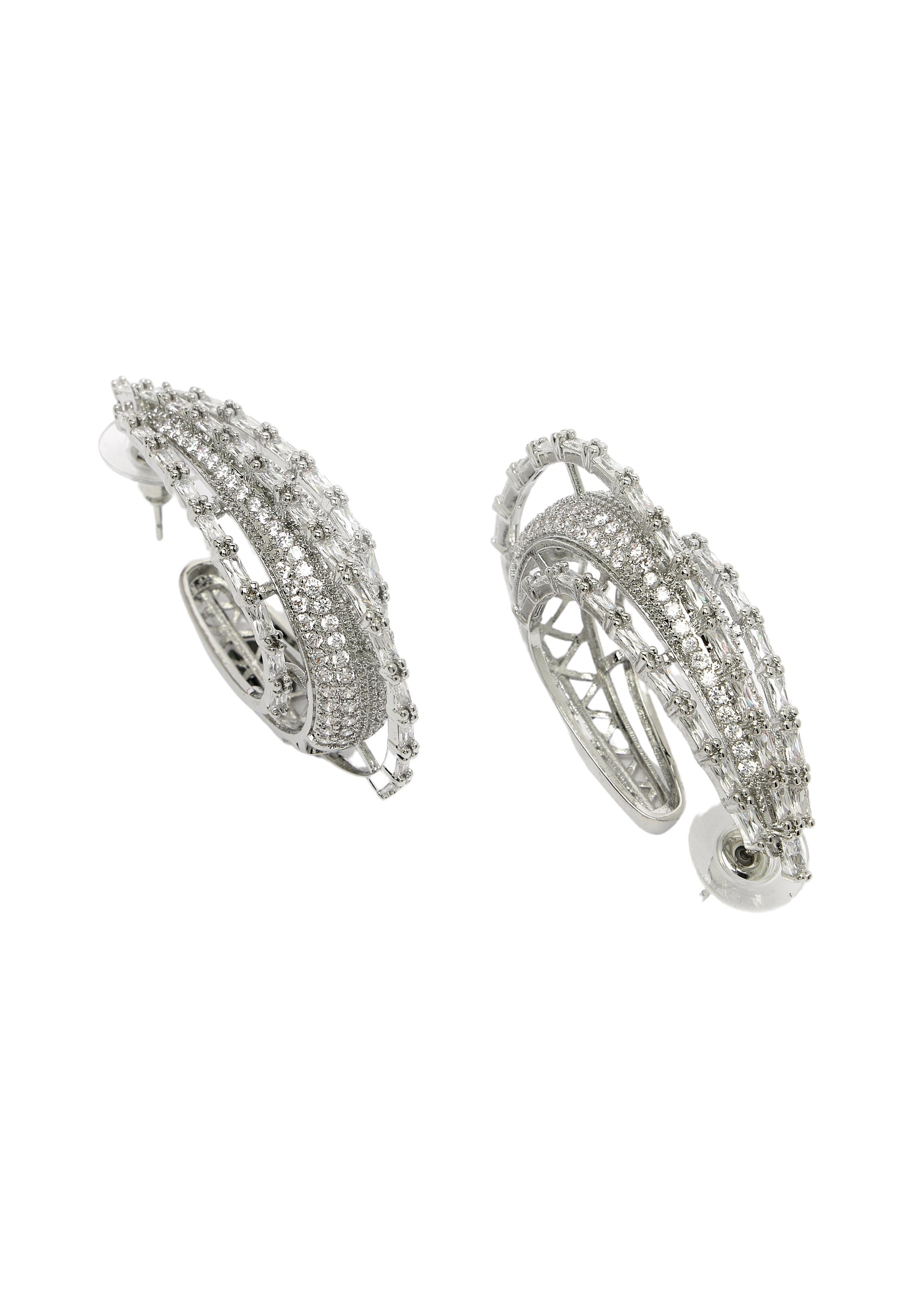 Cubic Zirconia Layered Hoops