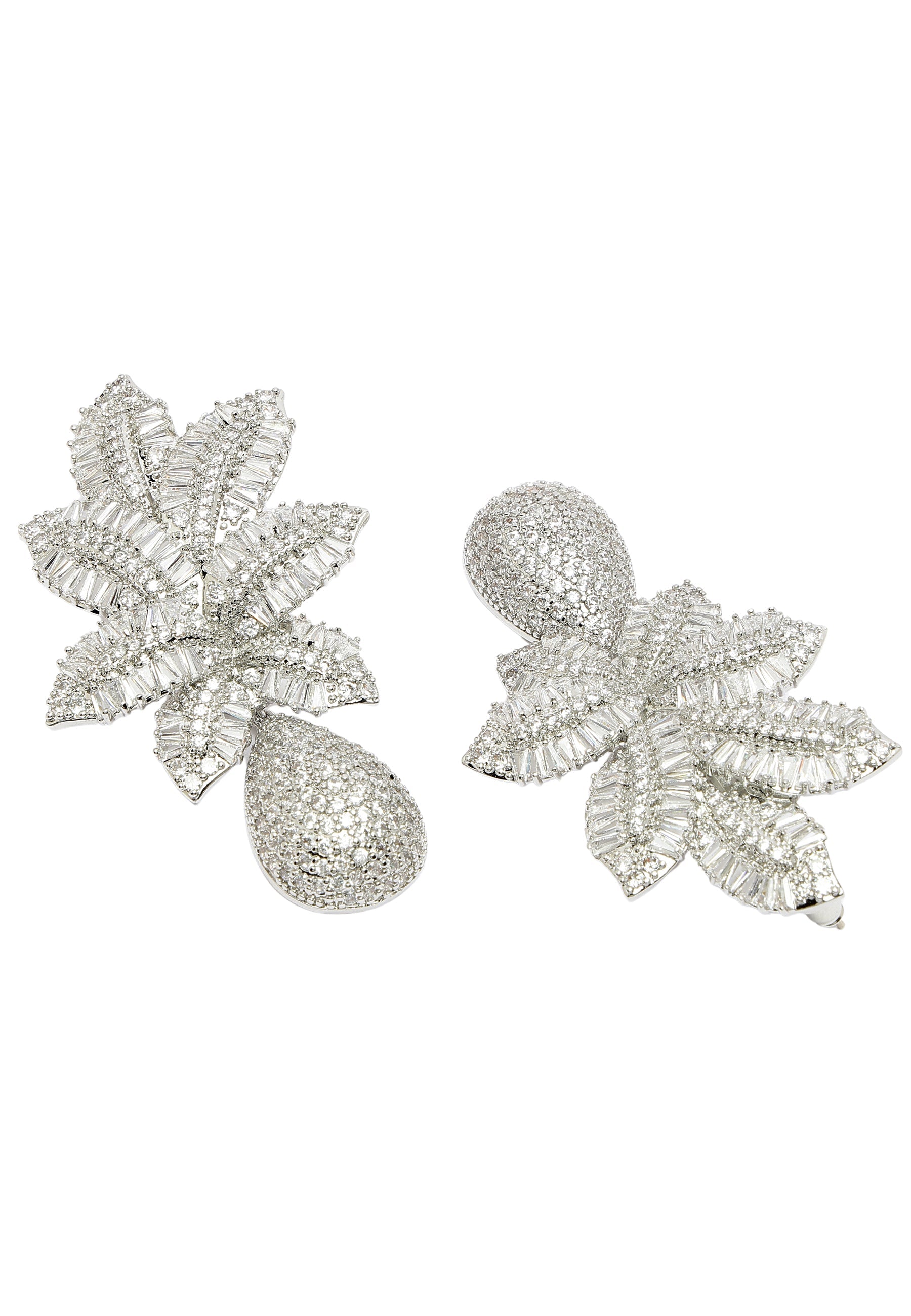 Cubic Zirconia Petal Drop Earrings