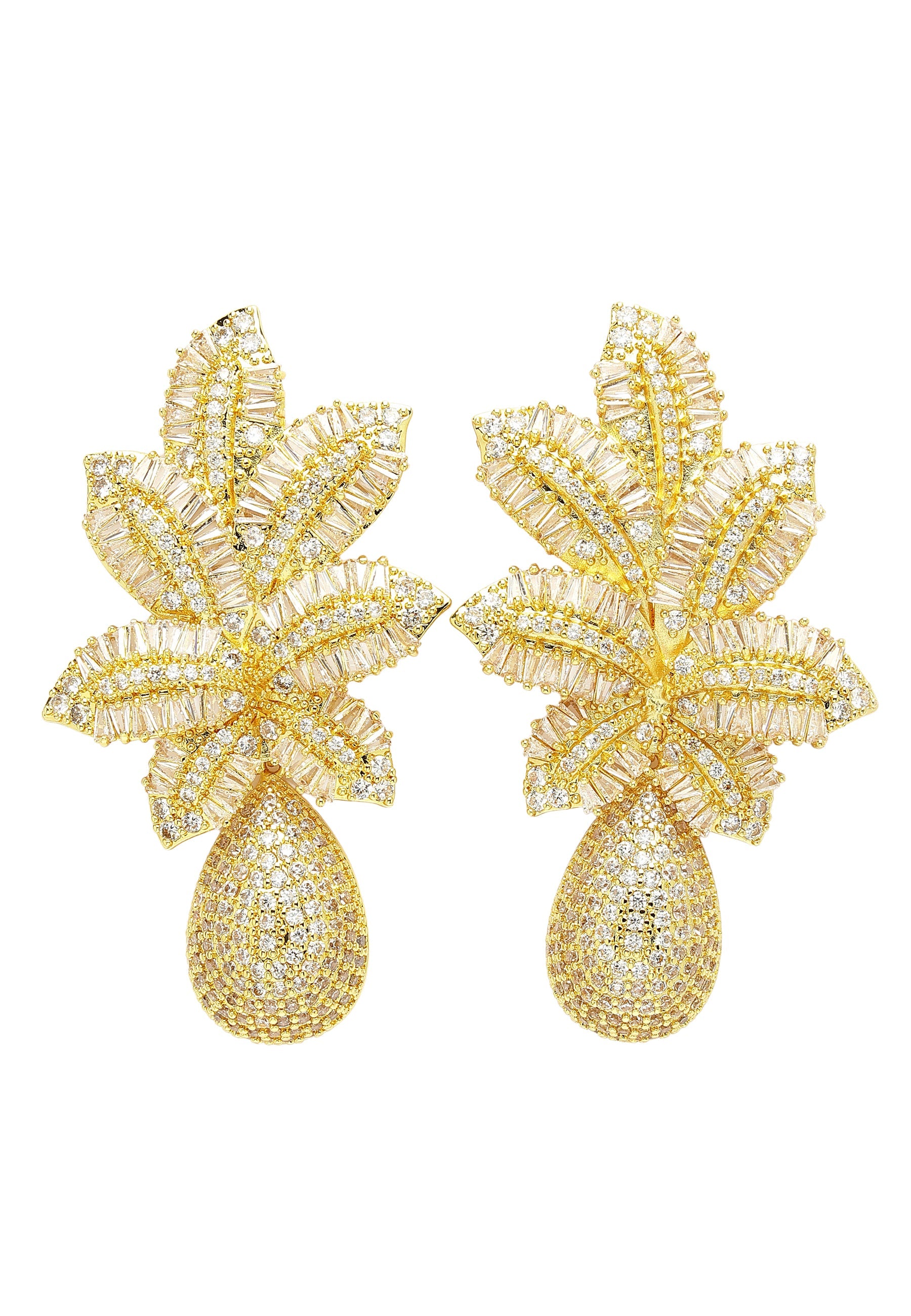 Cubic Zirconia Petal Drop Earrings