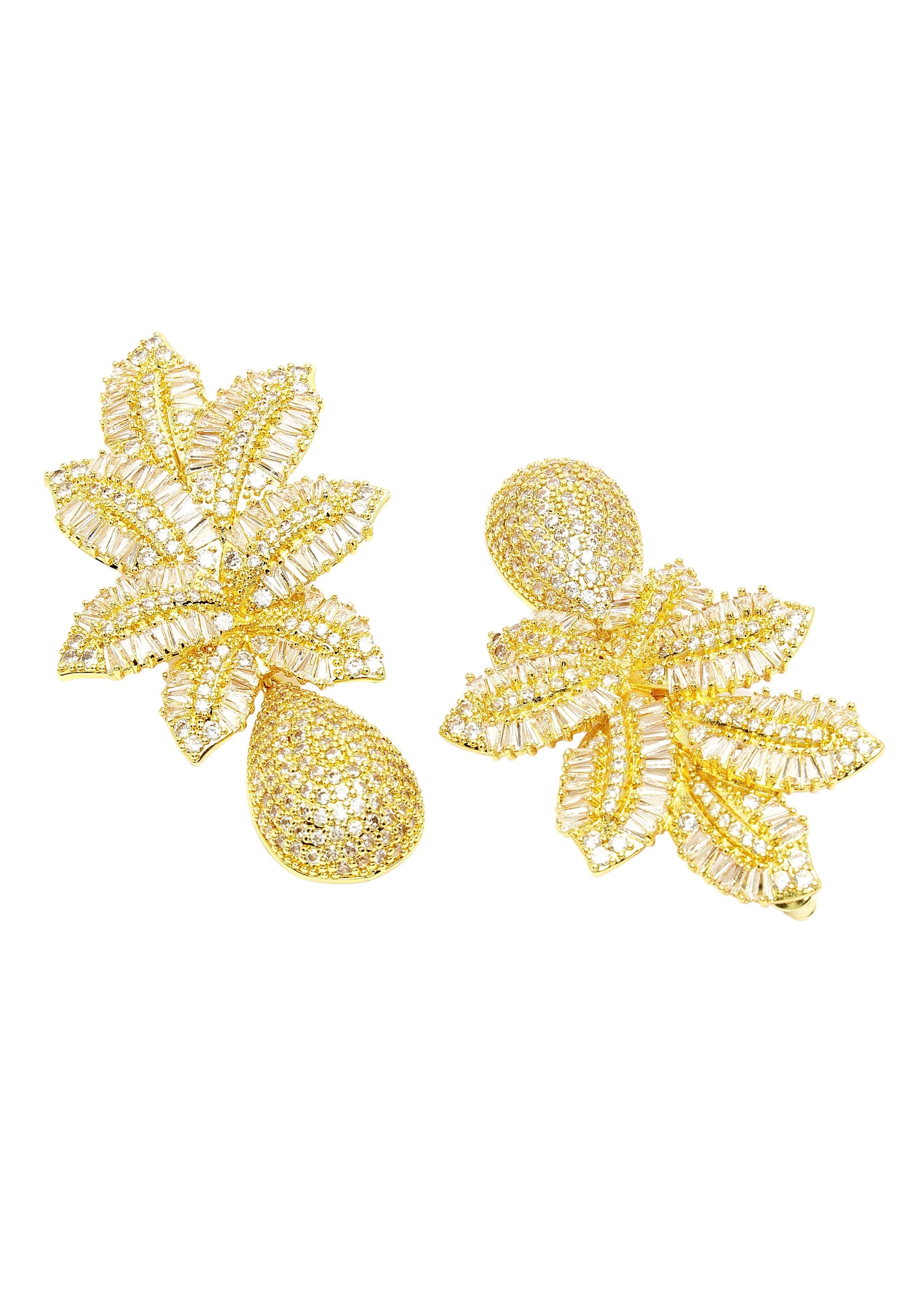 Cubic Zirconia Petal Drop Earrings