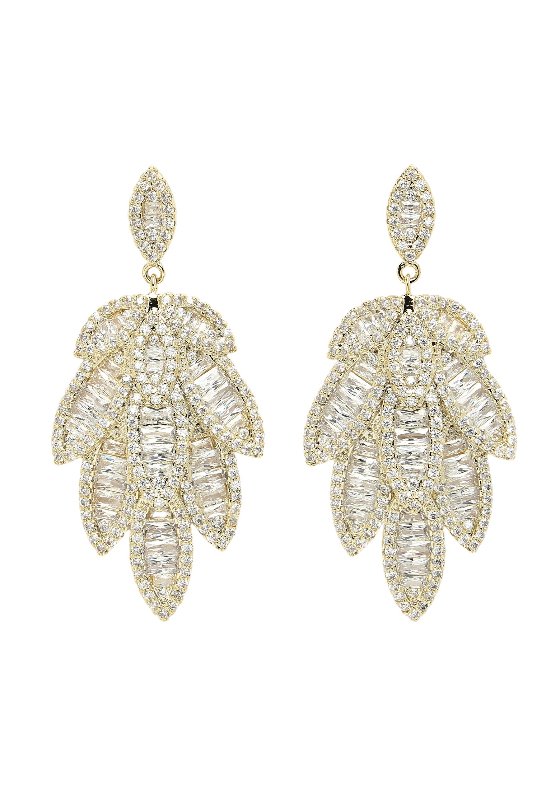 Cubic Zirconia Willow Leaf Dangle Earrings