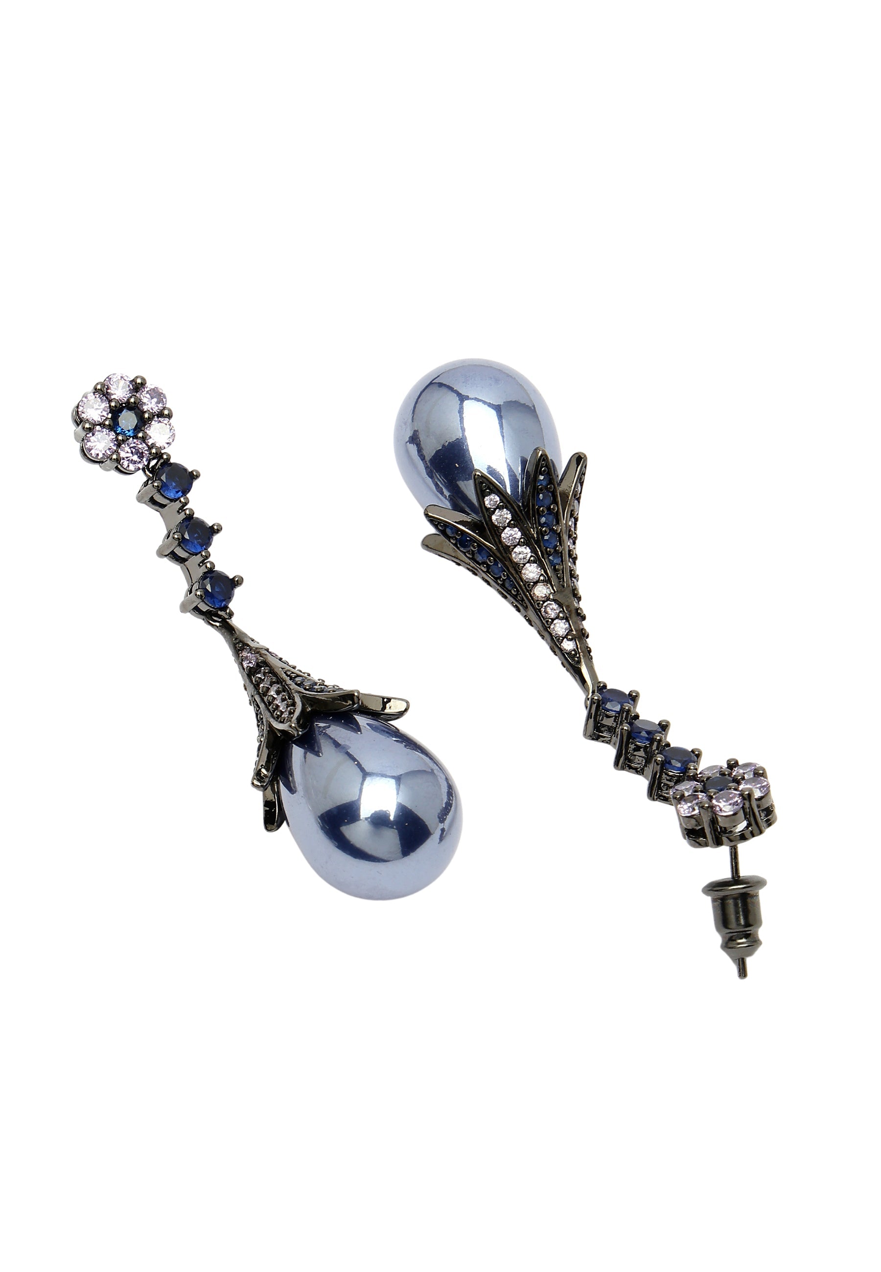 Vintage Floral Cubic Zirconia Dangling Earrings