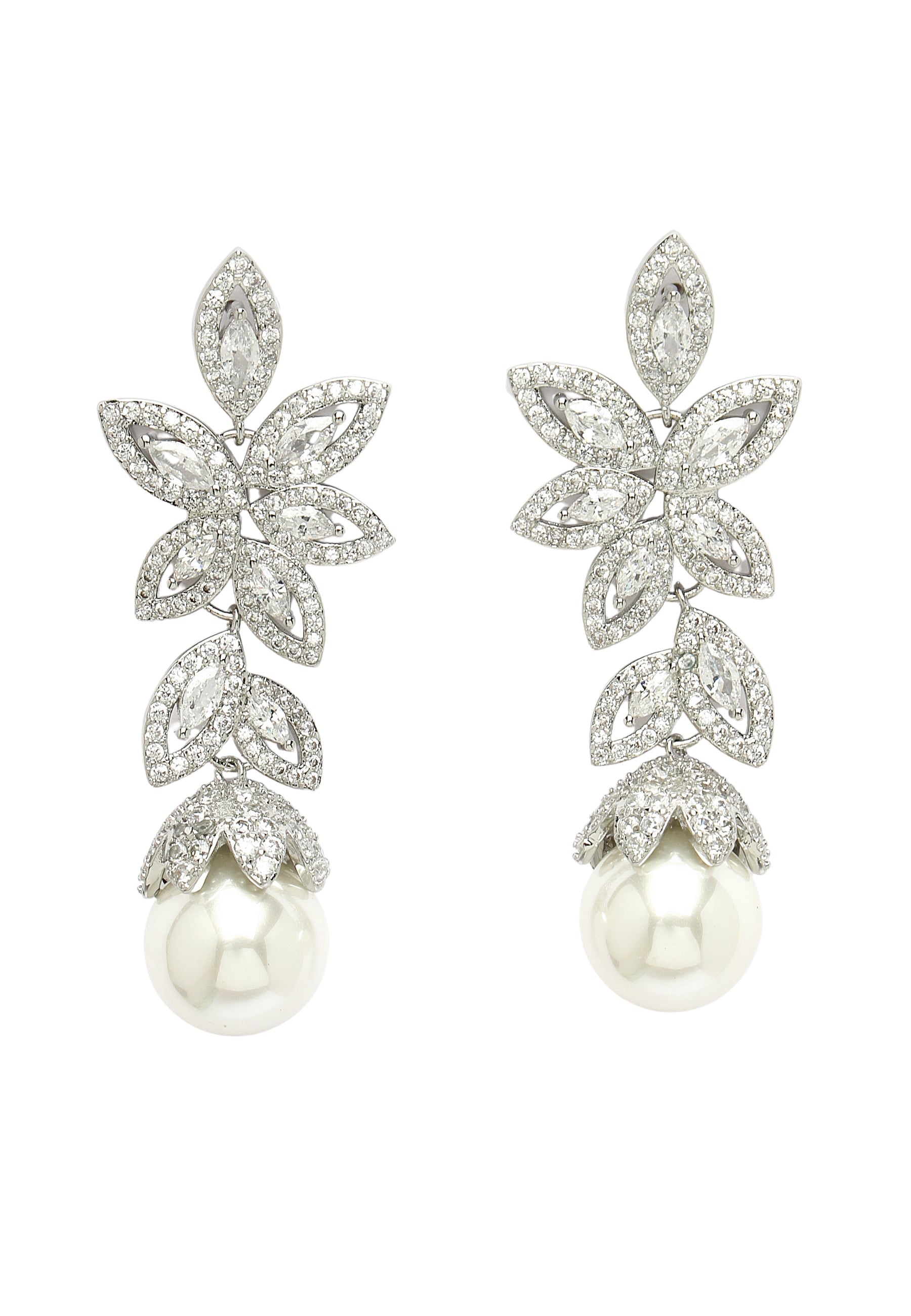 Zirconia Hollow Floral Dangles