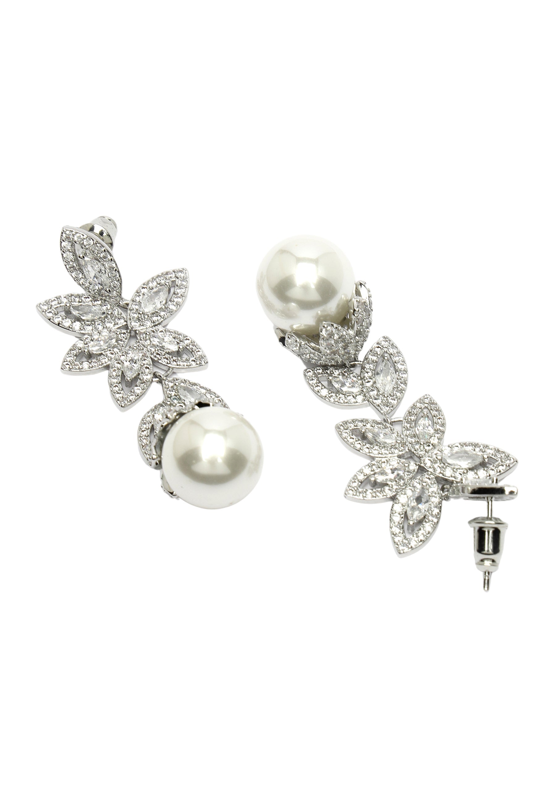 Zirconia Hollow Floral Dangles