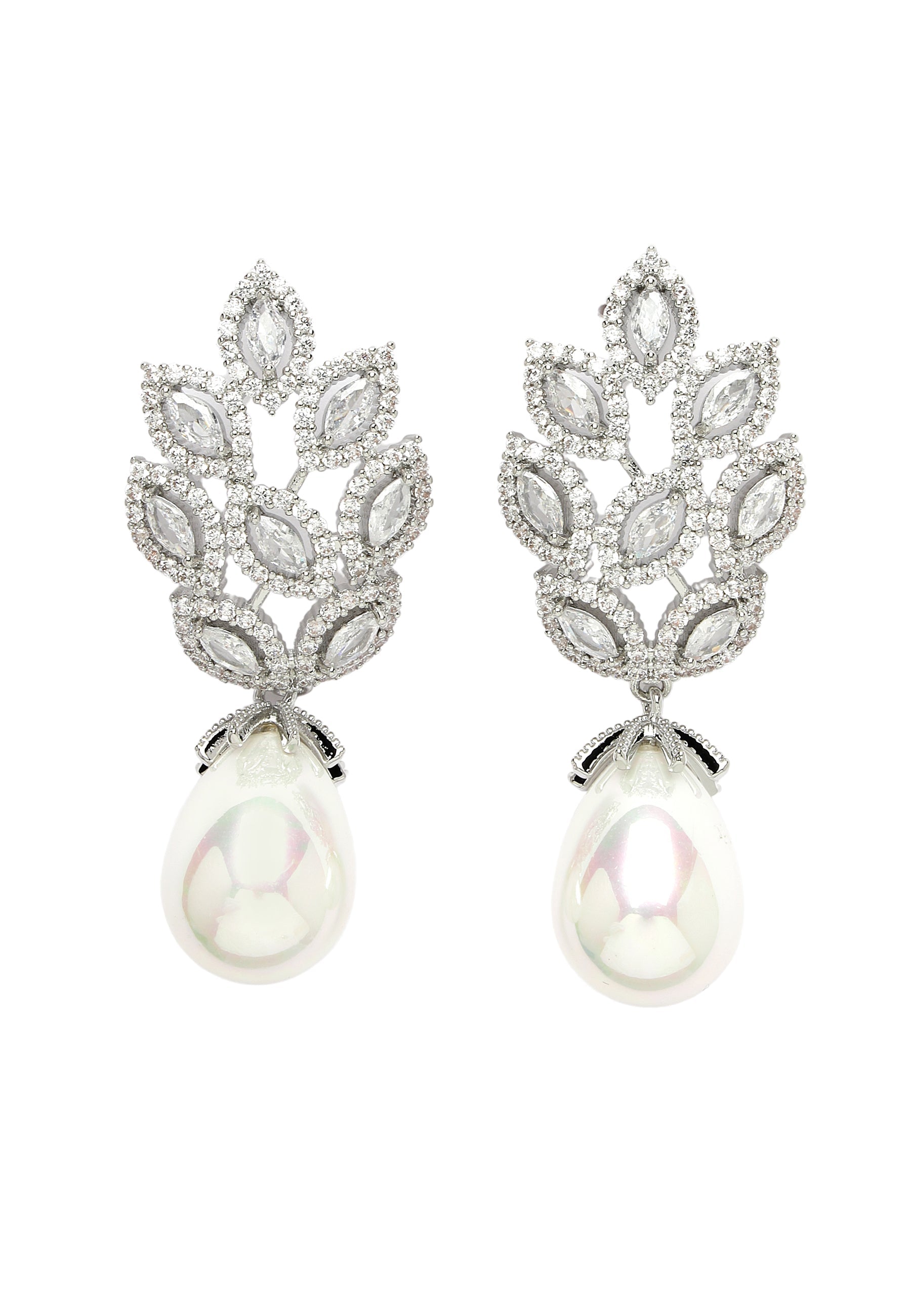 Sterling Silver Hollow Leaf Drop Earrings