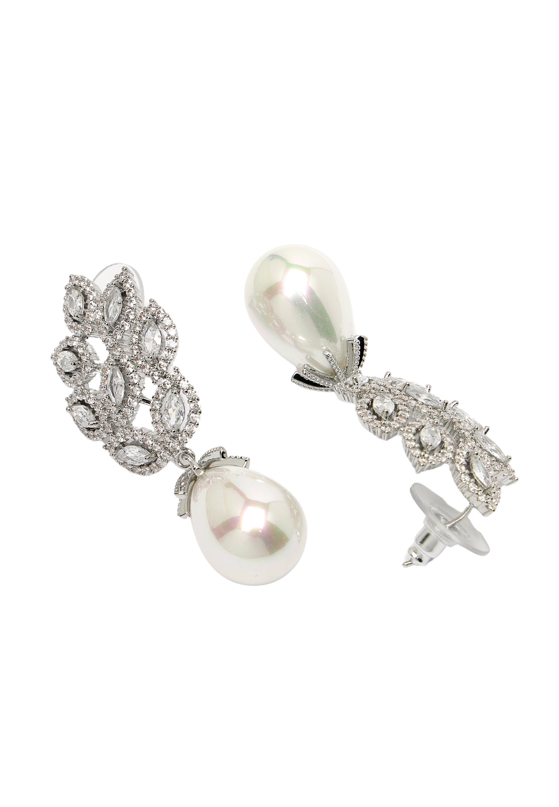 Sterling Silver Hollow Leaf Drop Earrings