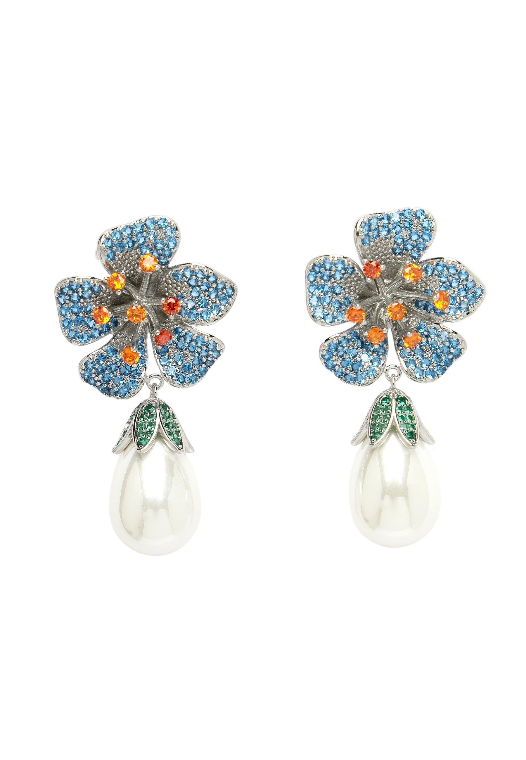 Zirconia Floral Drop Earrings