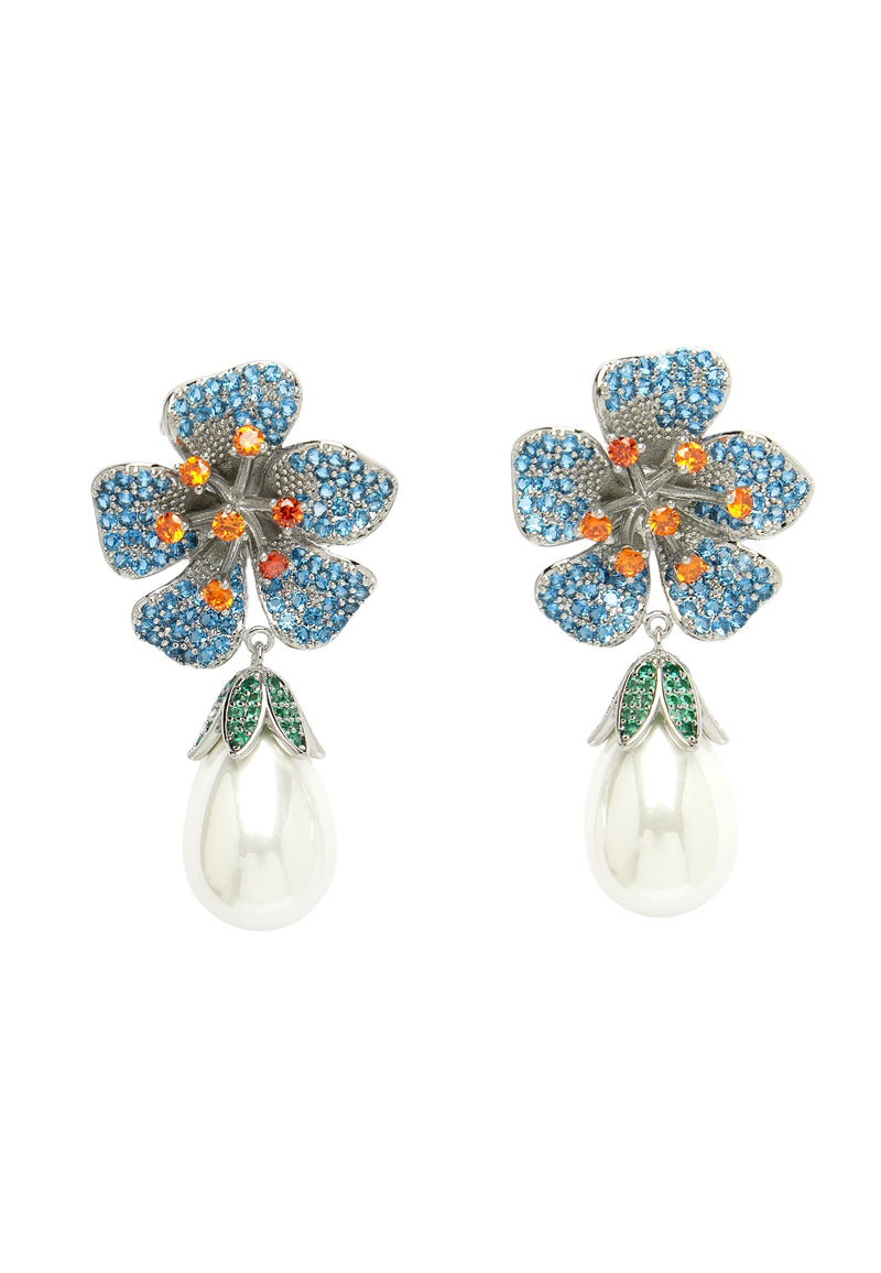 Zirconia Floral Drop Earrings