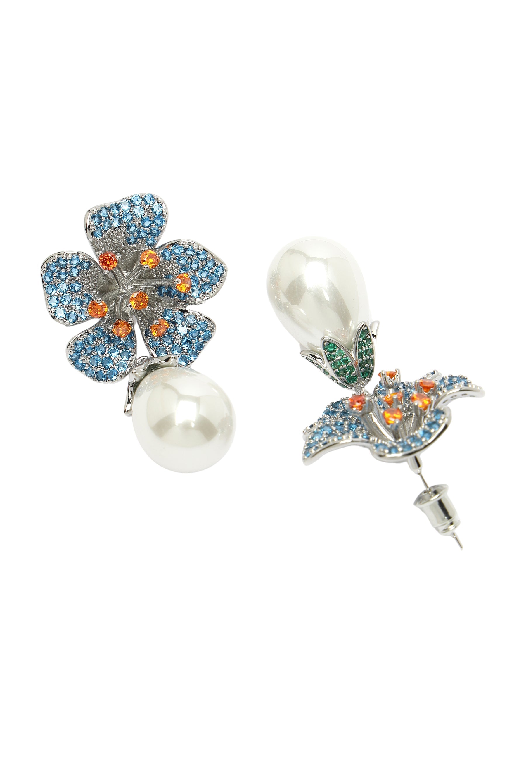Zirconia Floral Drop Earrings