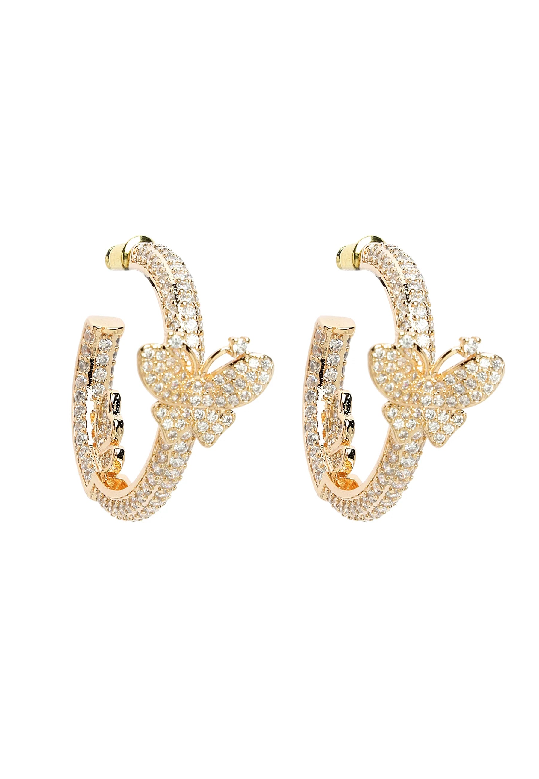Dainty Butterfly Zirconia Hoops