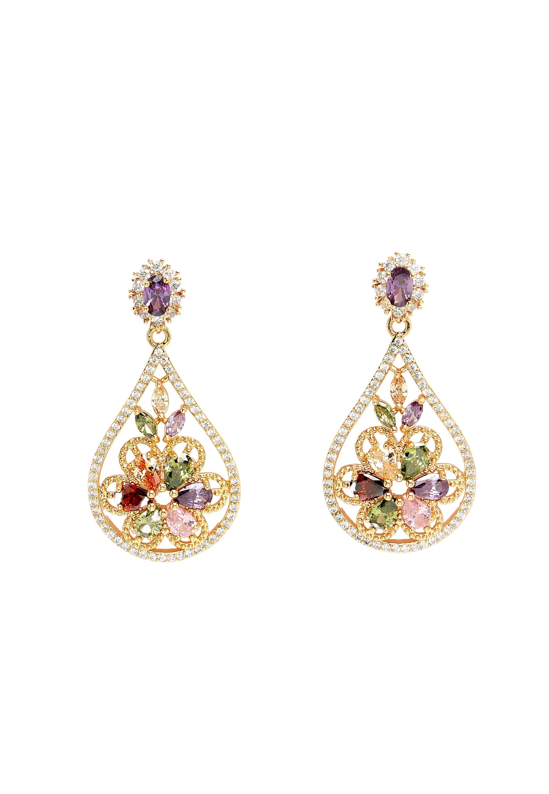 Vintage Floral Zirconia Earrings