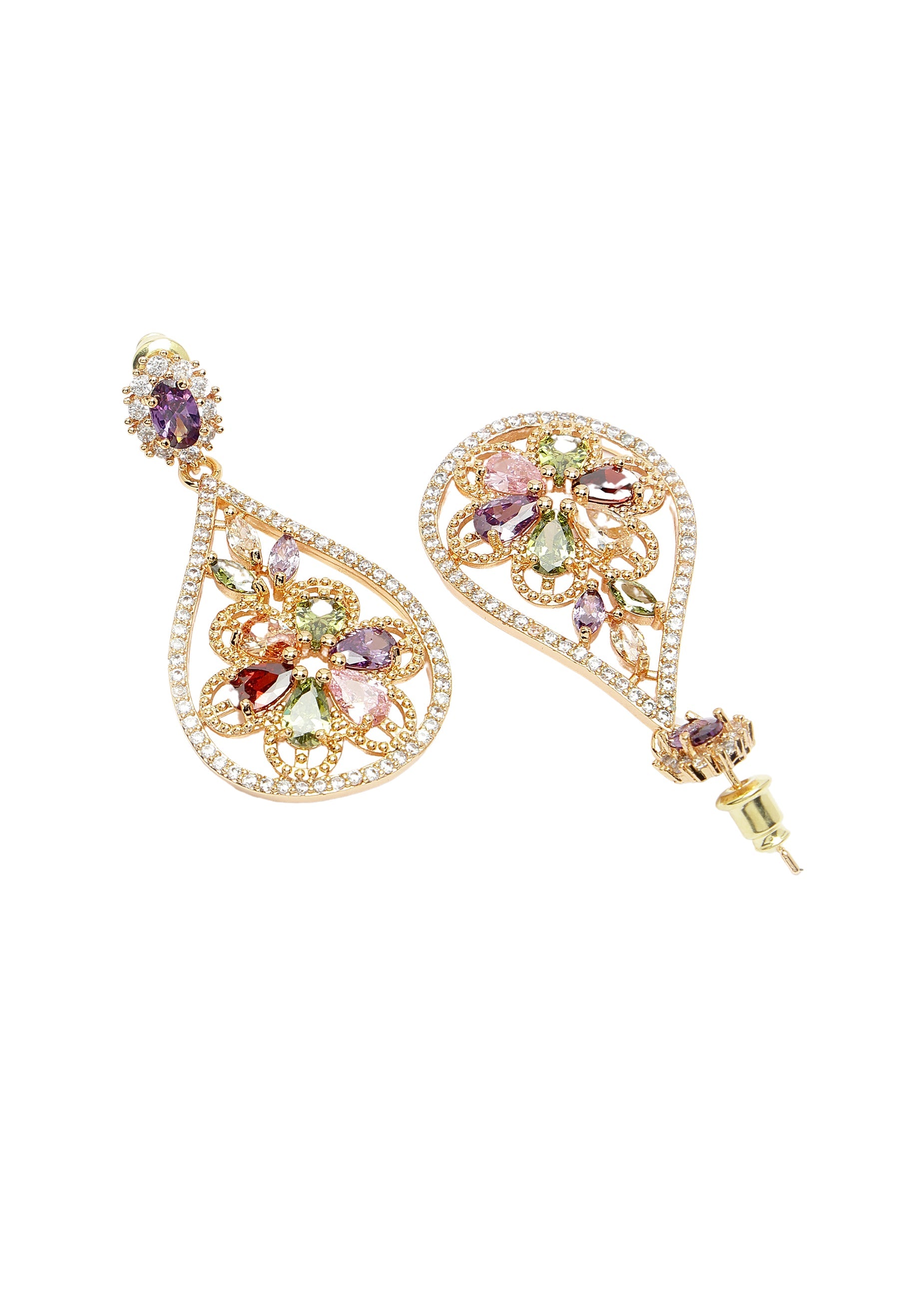 Vintage Floral Zirconia Earrings