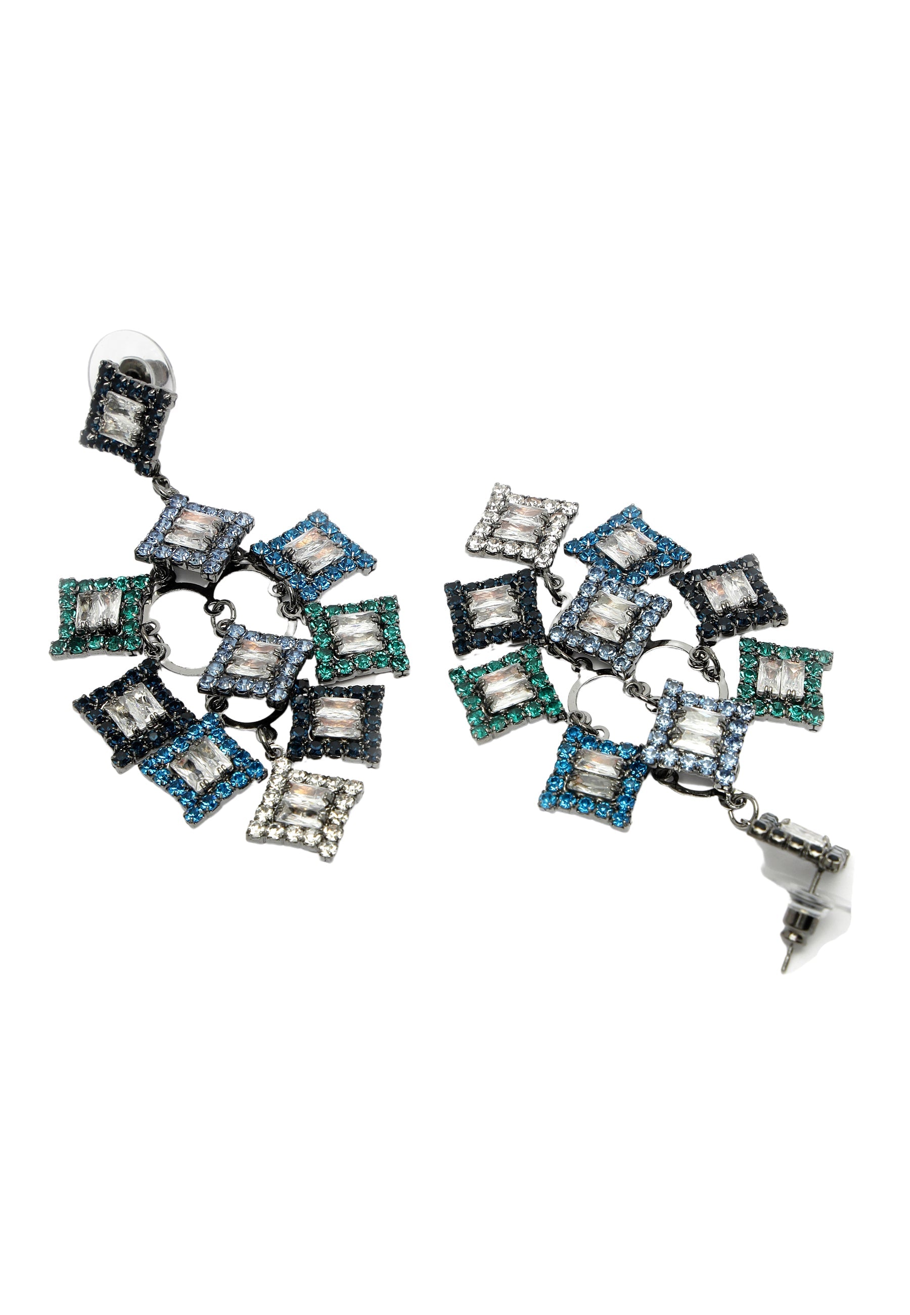 Zirconia Screw-Back Dangle Drop Earrings