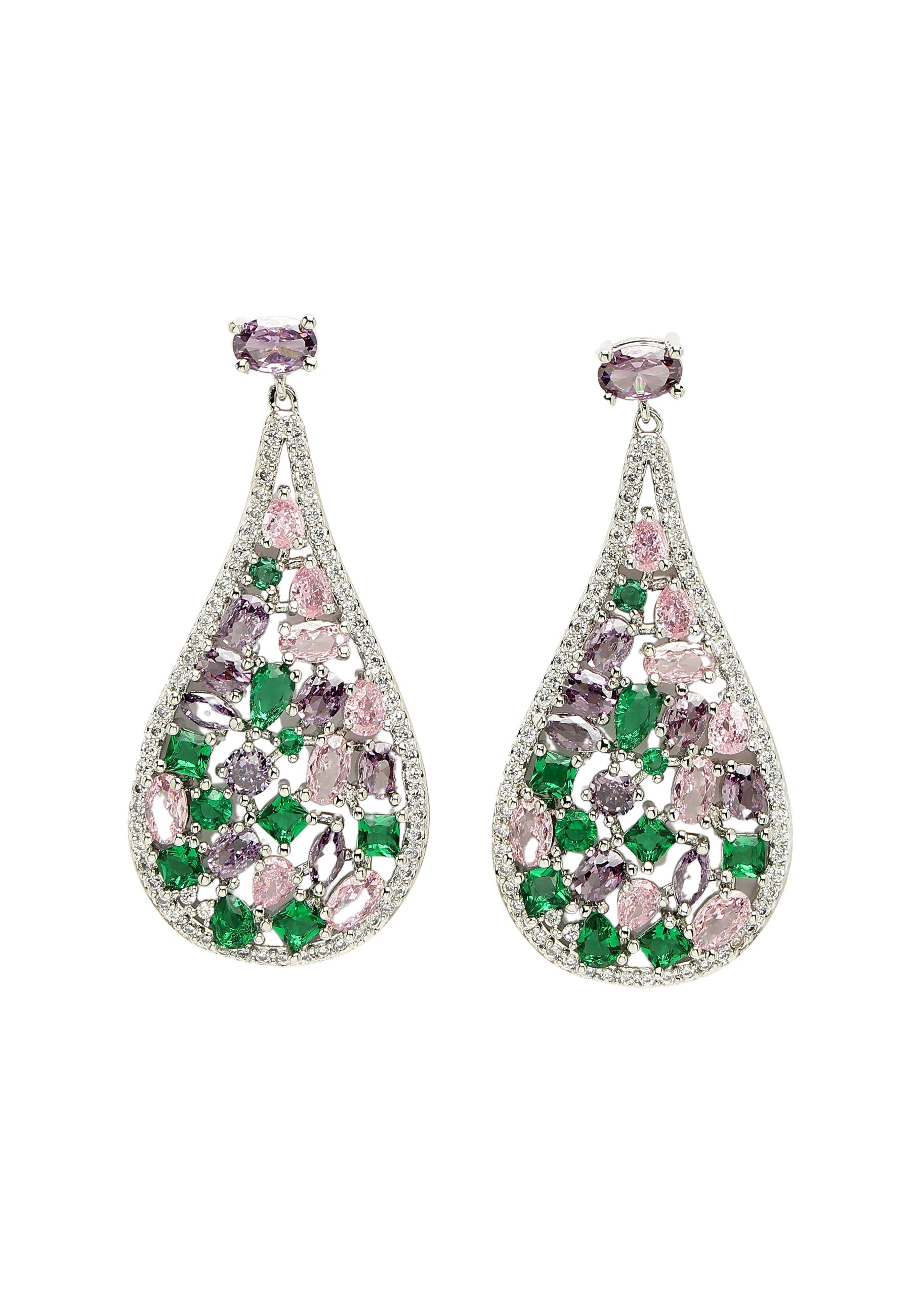 Boucles d'oreilles vintage à motif floral en zircone