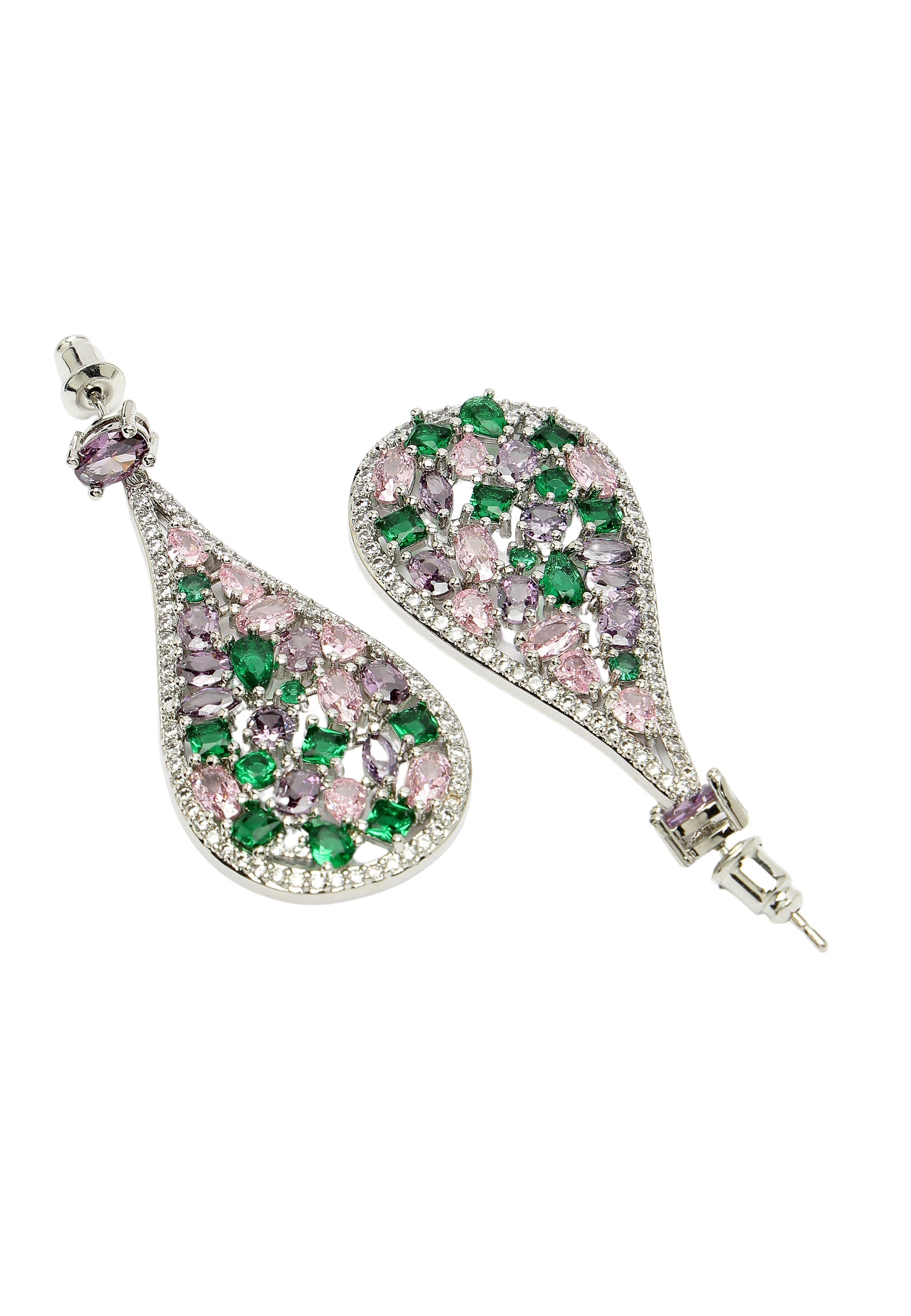 Boucles d'oreilles vintage à motif floral en zircone