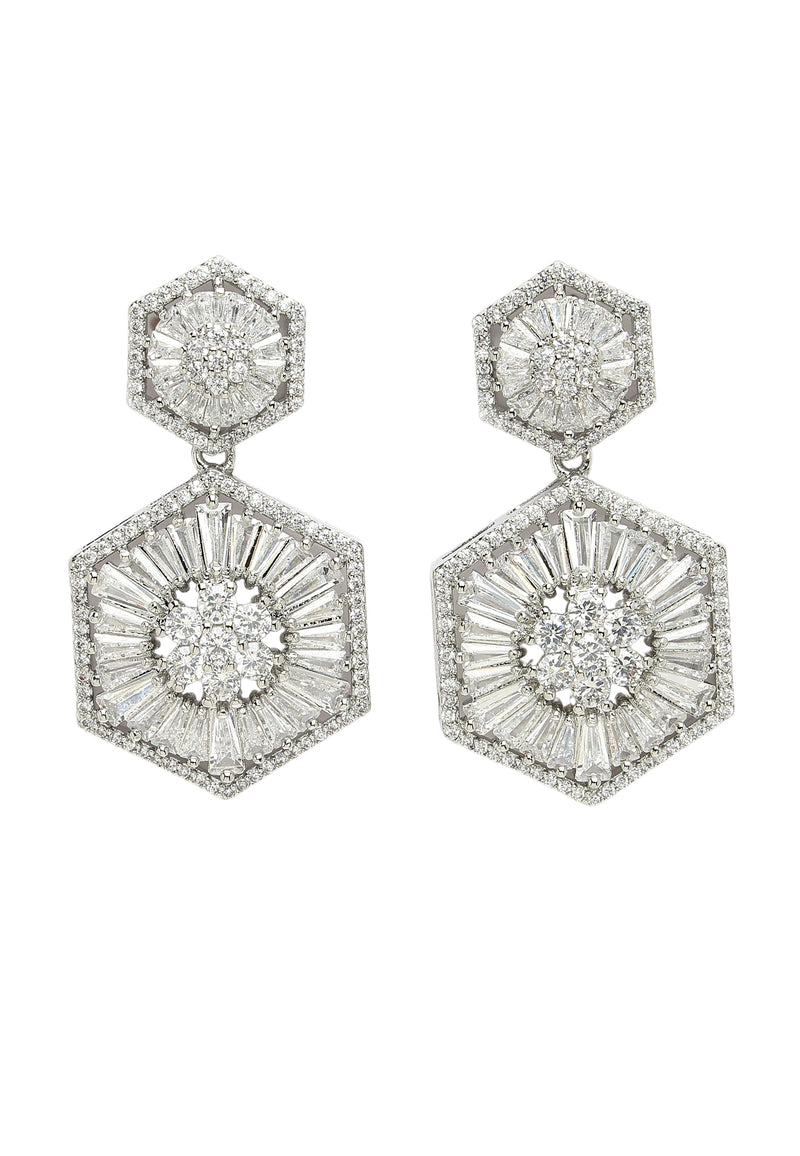 Boucles d'oreilles pendantes en zircone cubique royale