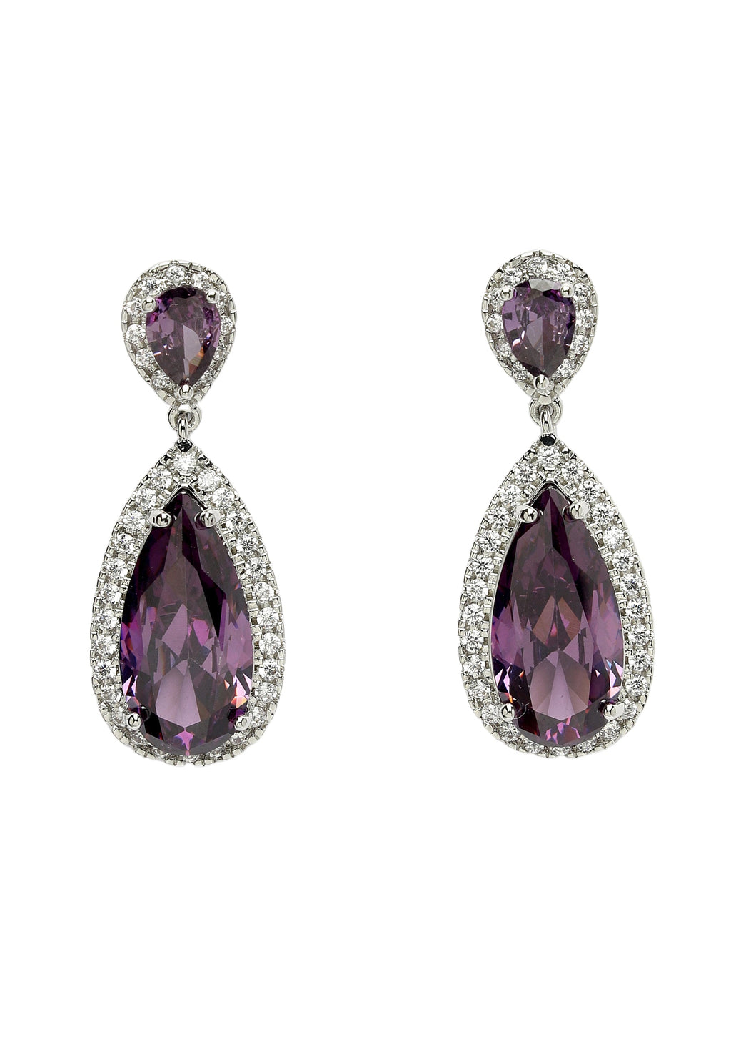 Boucles d'oreilles pendantes en zircon violet
