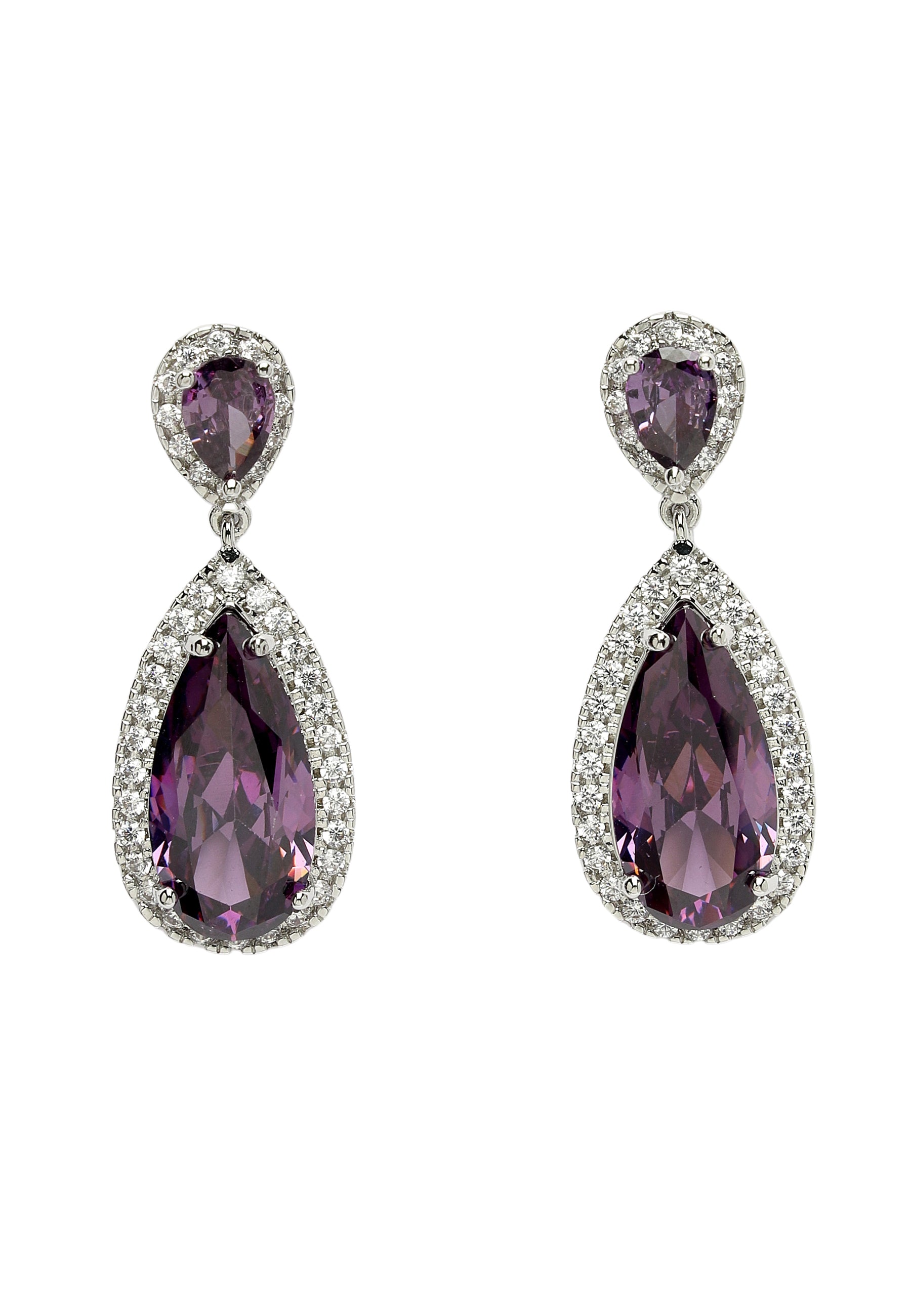 Zirconia Drop Earrings In Purple