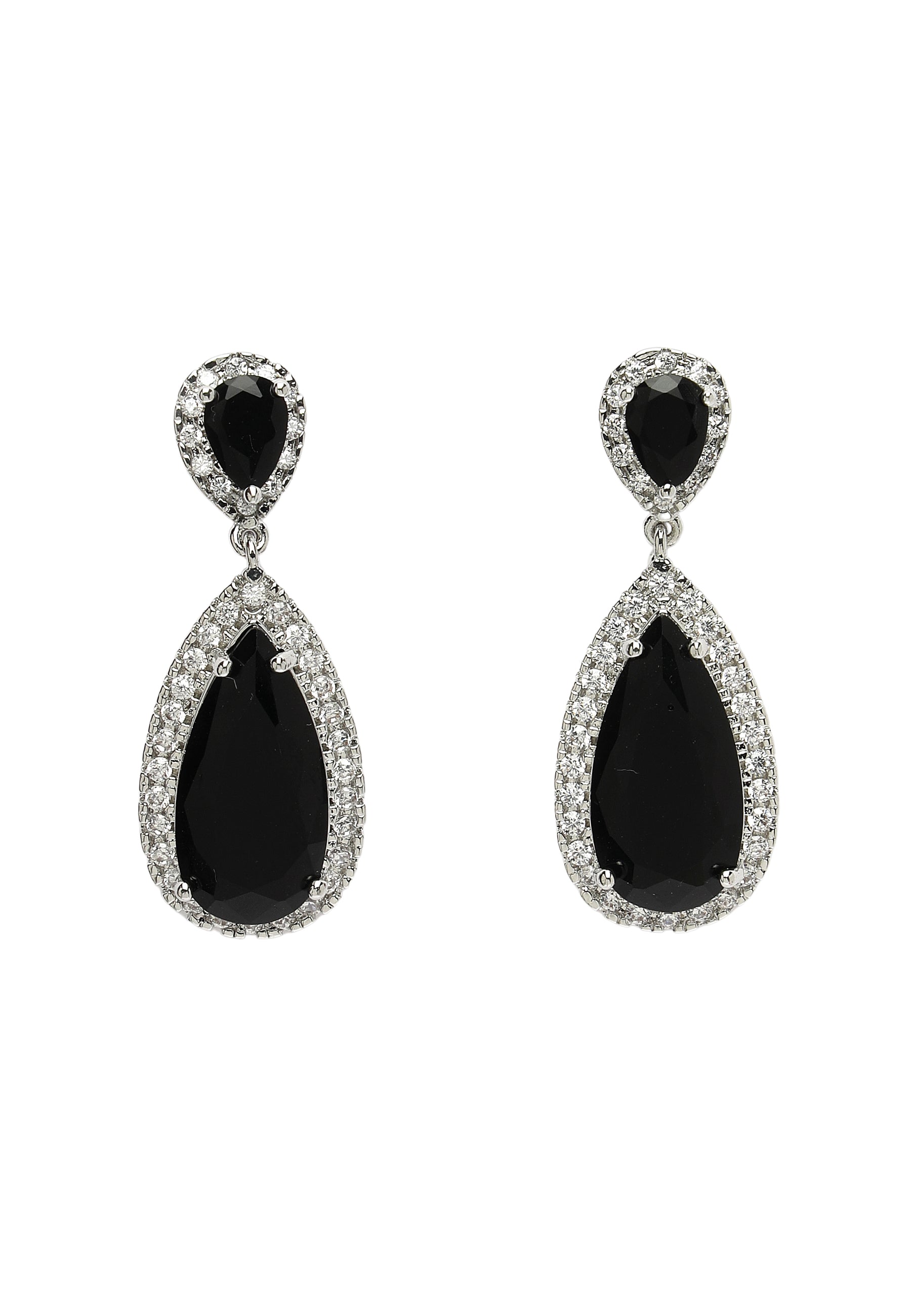 Zirconia Drop Earrings In Black