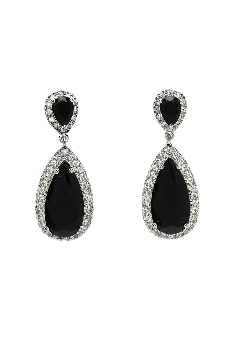 Zirconia Drop Earrings In Black