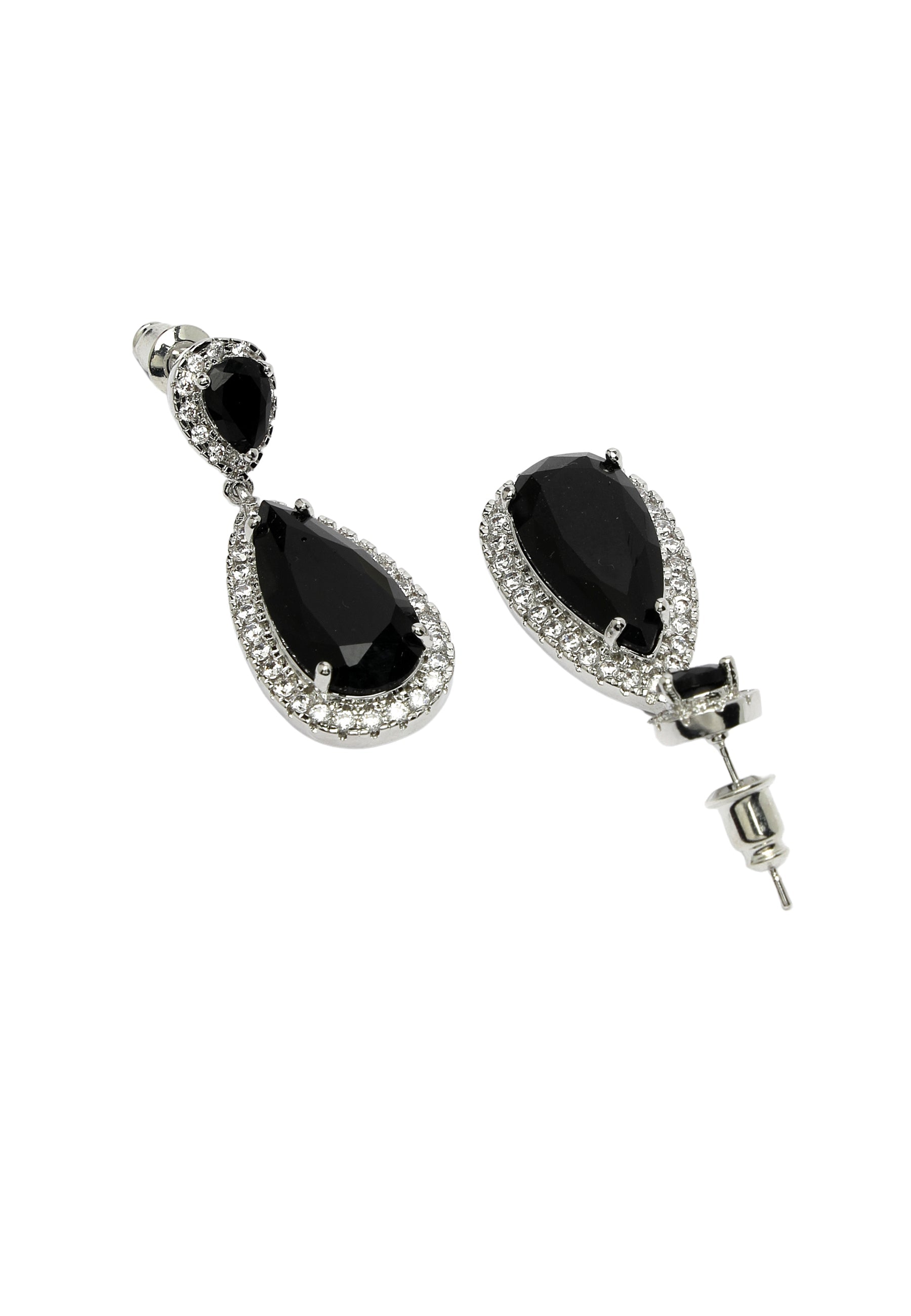 Zirconia Drop Earrings In Black