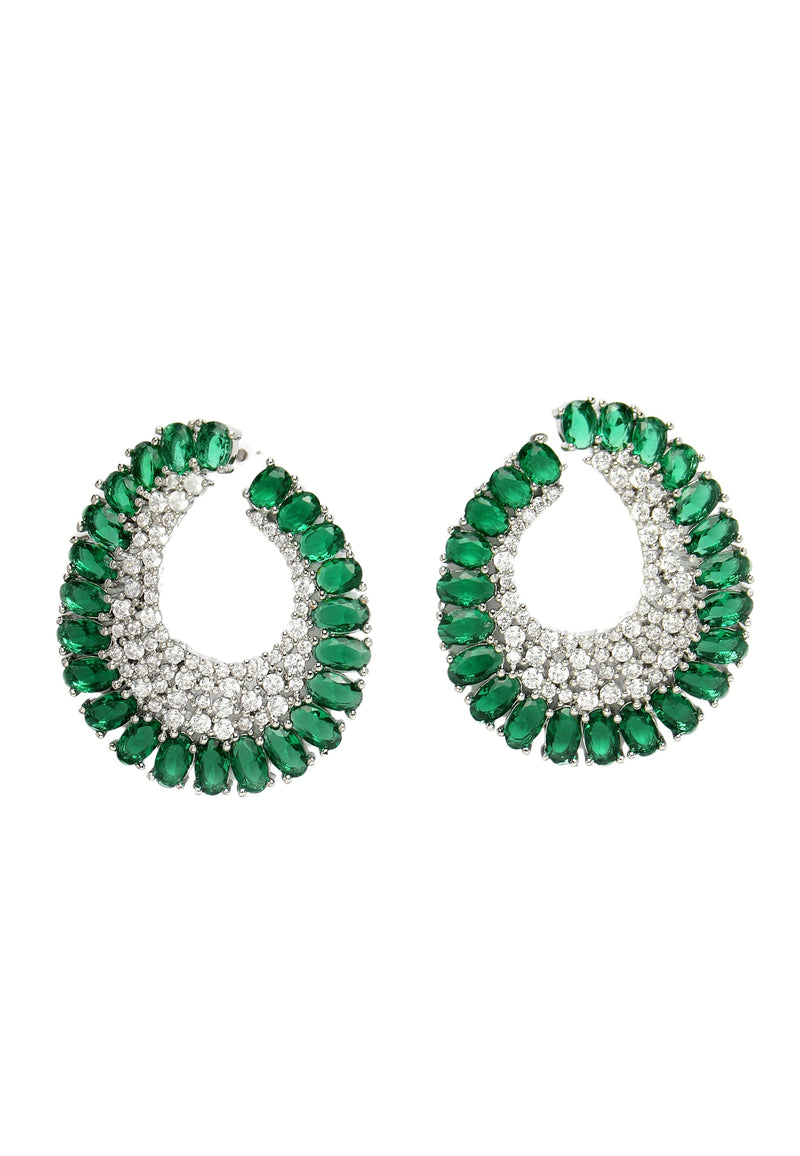 White Finish Zircon Stud Earrings