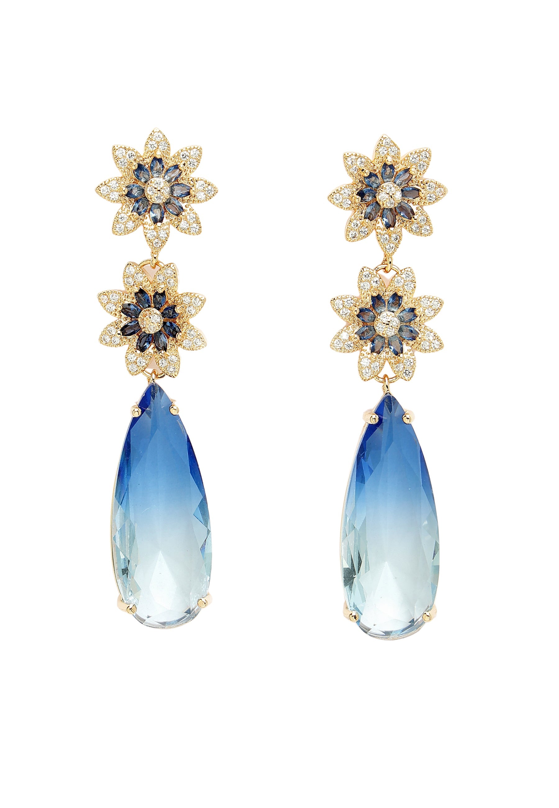 Double Flower Drop Earrings