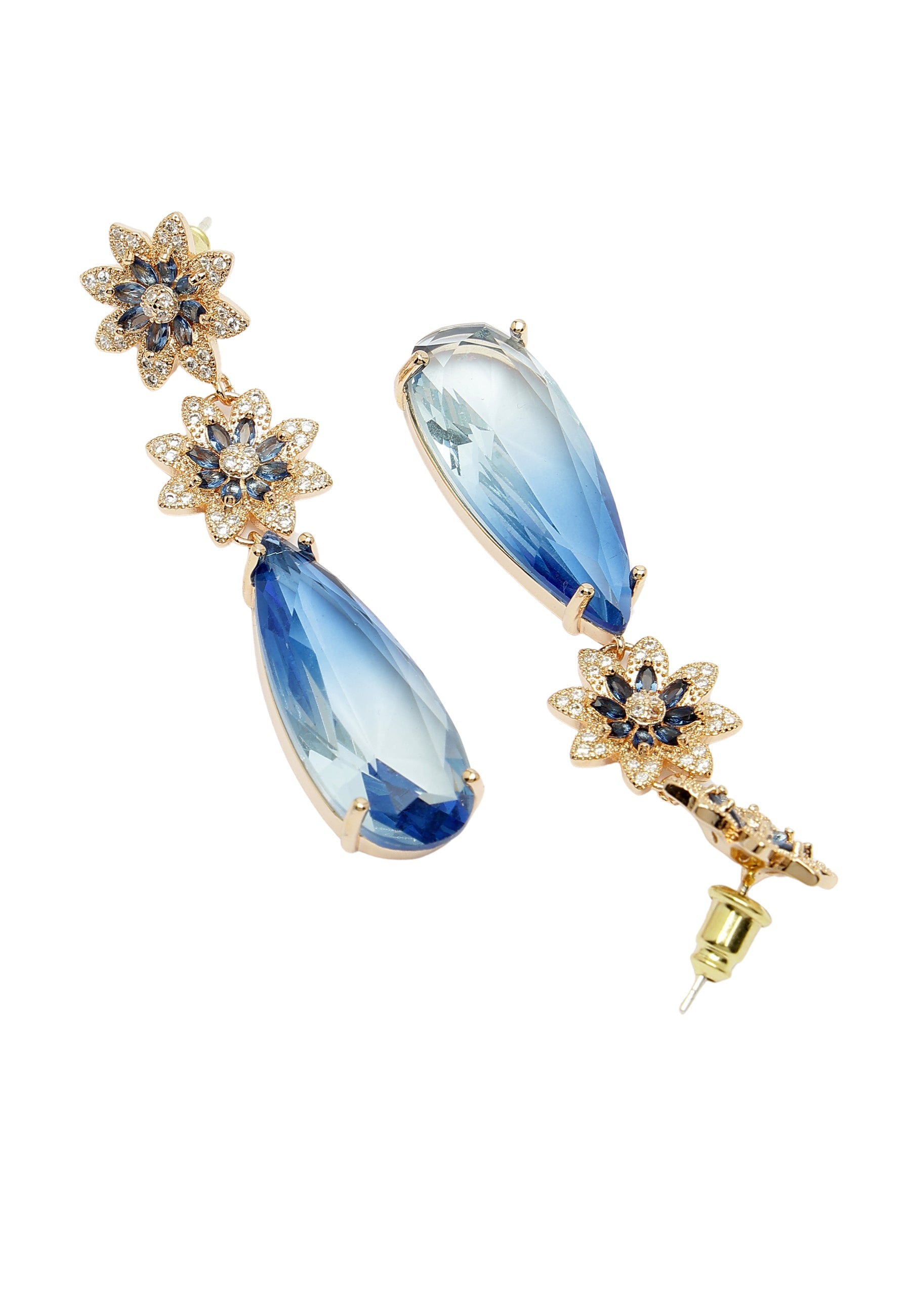 Double Flower Drop Earrings